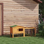 Voir la diapositive 6 : PAWHUT Clapier cage à lapins cottage - niche haute, rampe, enclos extérieur - plateau excrément, toit ouvrant, 2 portes verrouillables - bois naturel