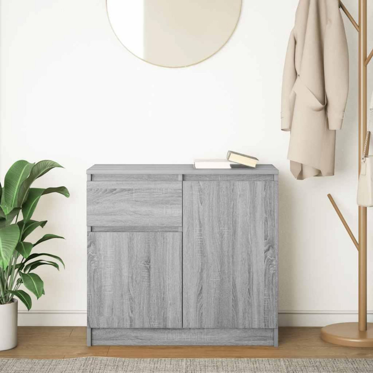 VIDAXL Buffet avec tiroir sonoma gris 71x35x65 cm bois d'ingenierie