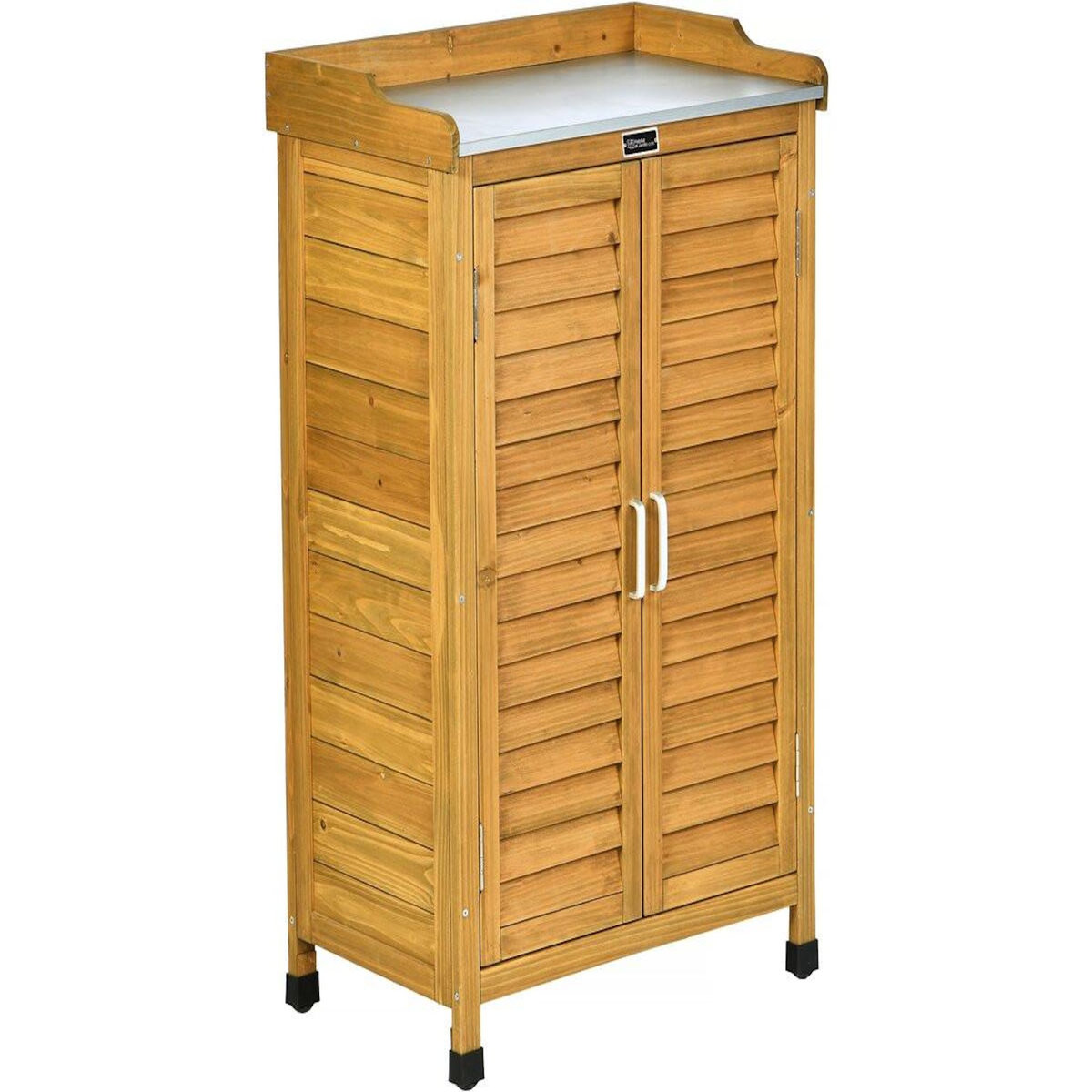 Habitat et Jardin Armoire de jardin en bois avec roulettes  Alexia  - 66 x 41 x 101 cm - Marron