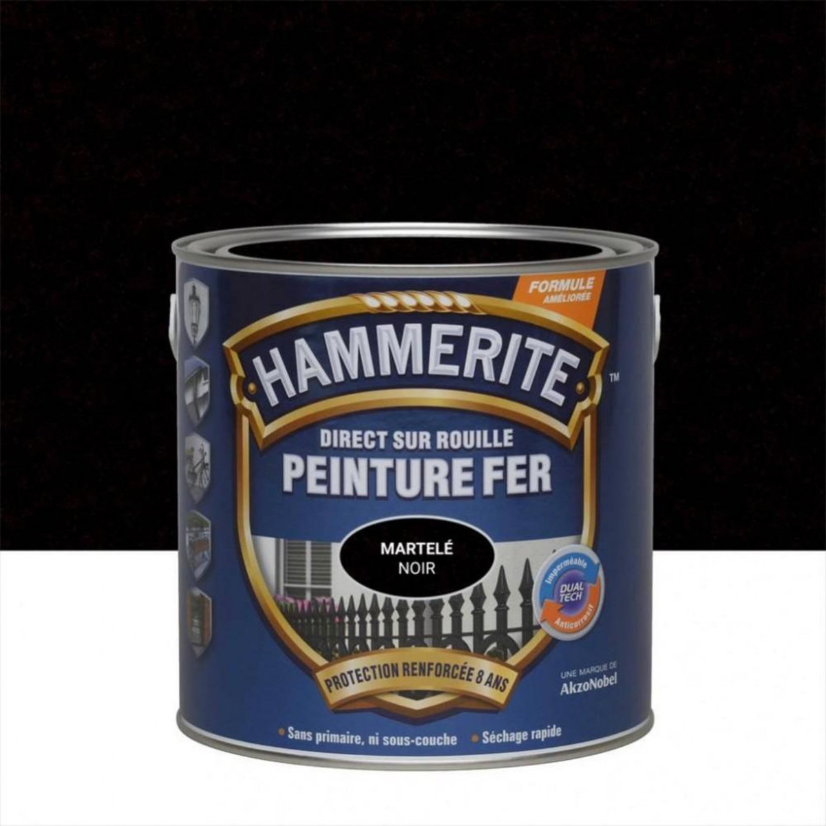 CENTRALE BRICO Peinture fer extérieur Direct sur rouille HAMMERITE noir martelé 2.5 l