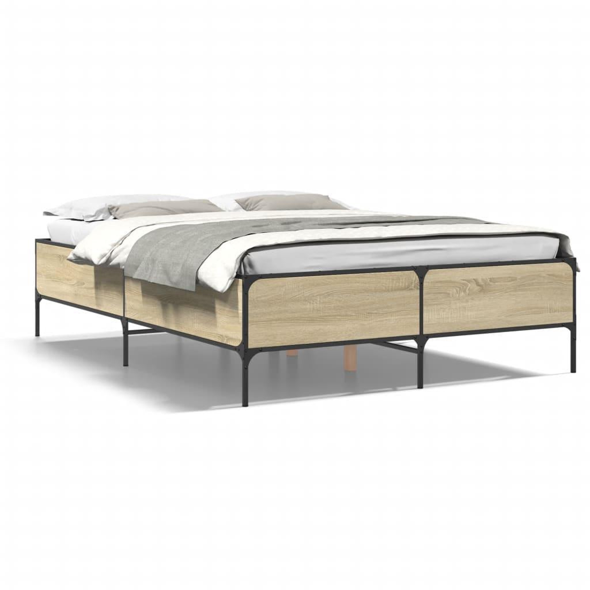 Voir la diapositive 2 : VIDAXL Cadre de lit sans matelas chene sonoma 135x190 cm