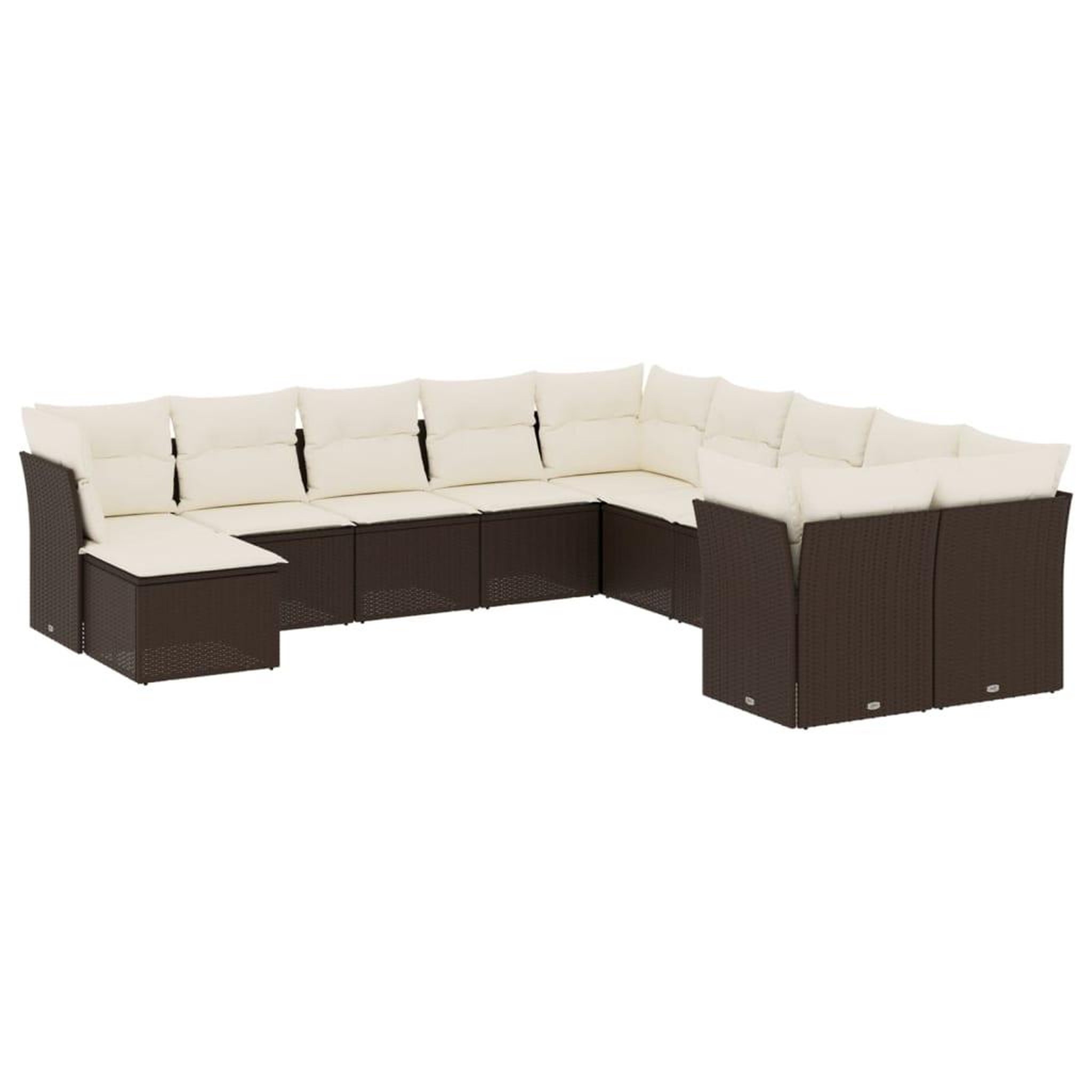 Voir la diapositive 2 : VIDAXL Salon de jardin et coussins 11 pcs marron resine tressee