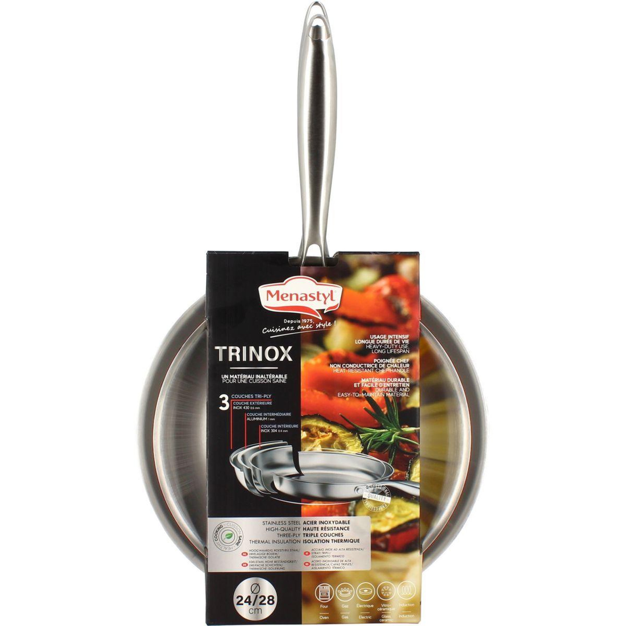 MENASTYL Batterie de cuisine 2 poeles trinox 24/28cm
