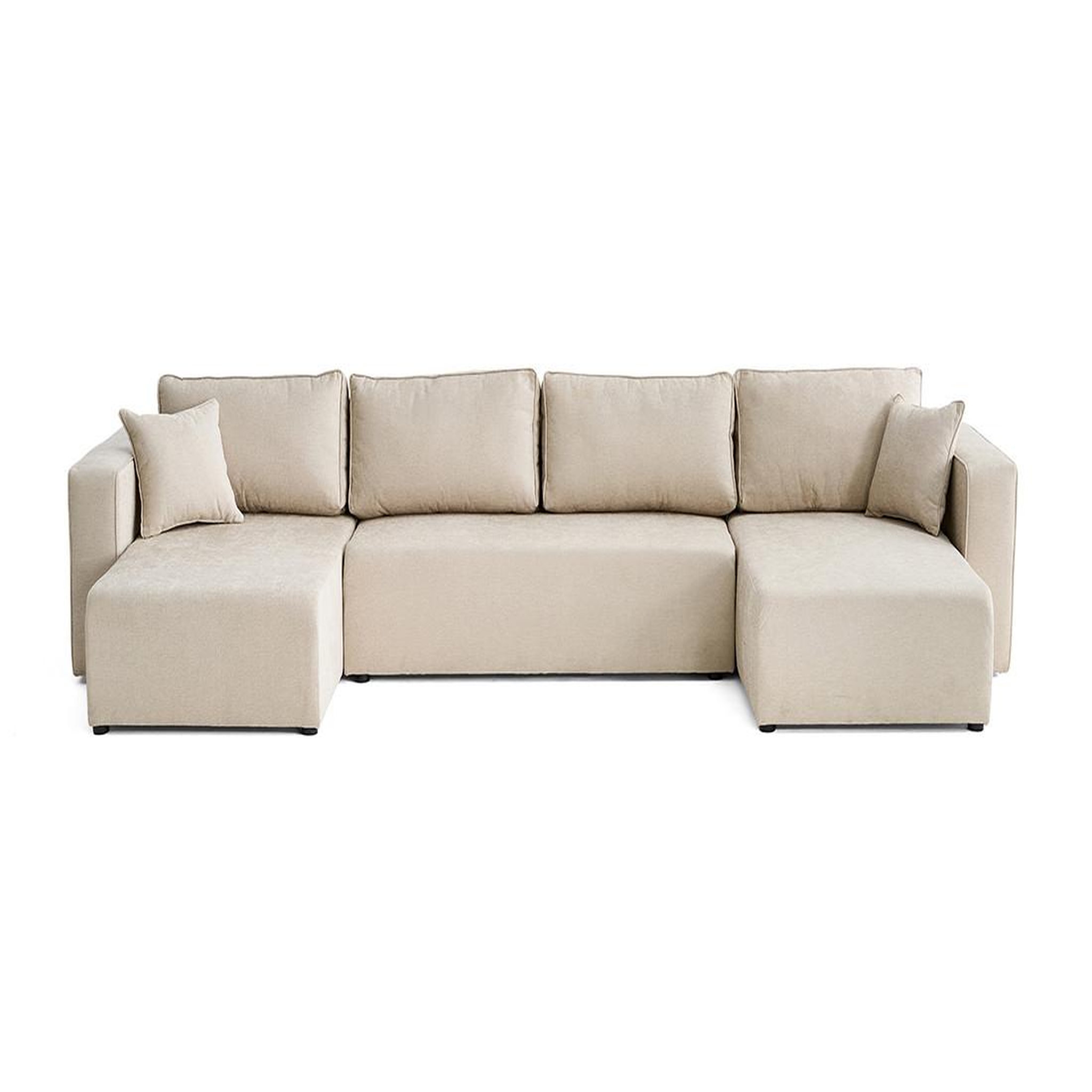 Voir la diapositive 1 : BEST MOBILIER Topaze - canapé panoramique - 7 places - convertible avec coffre - en tissu