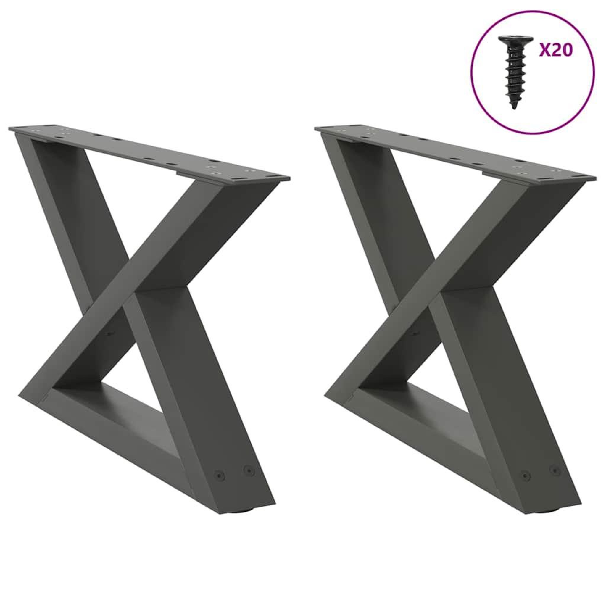 VIDAXL Pieds de table basse 2 pcs anthracite 50x(30-31,3) cm acier