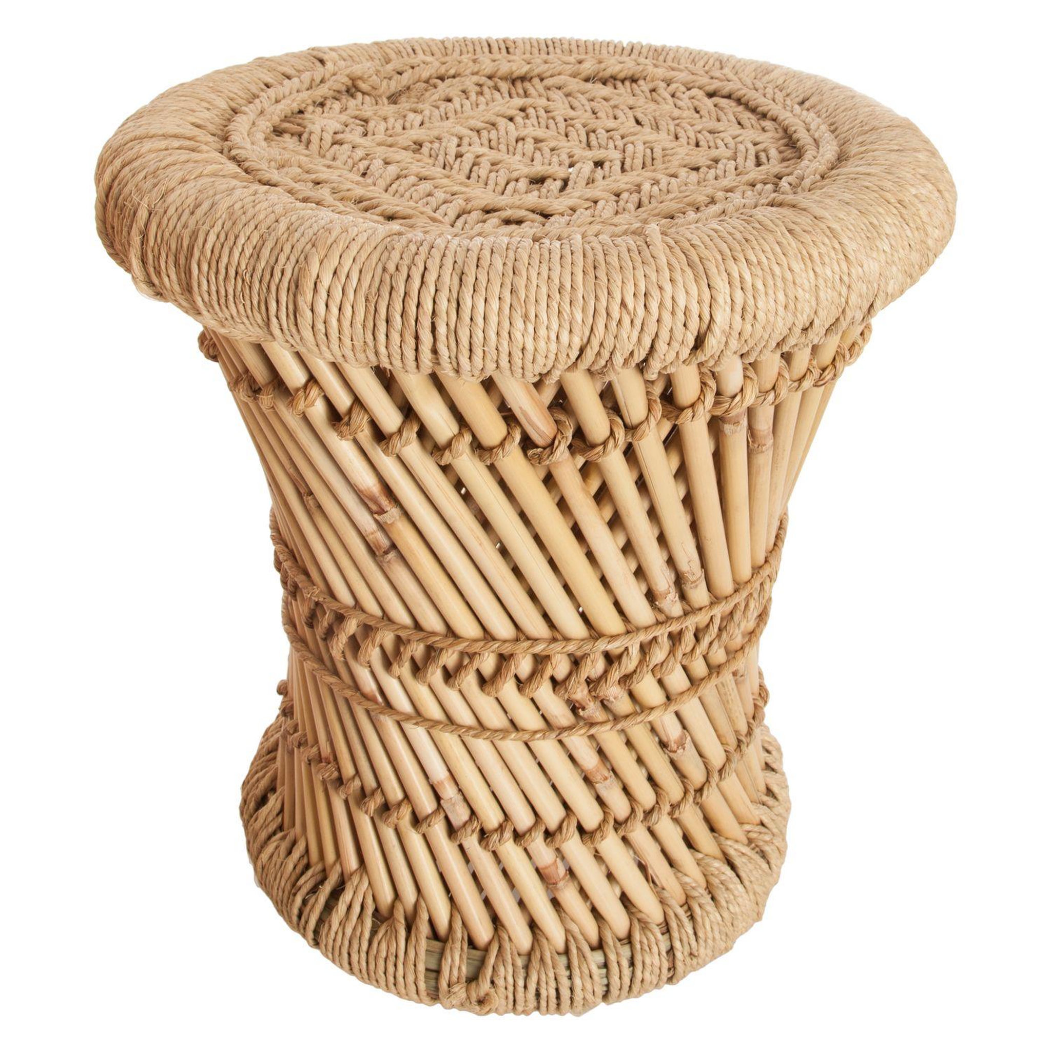 Voir la diapositive 2 : ATMOSPHERA 2 tables gigognes en bambou et corde nomade - diam. 30/38 cm - marron
