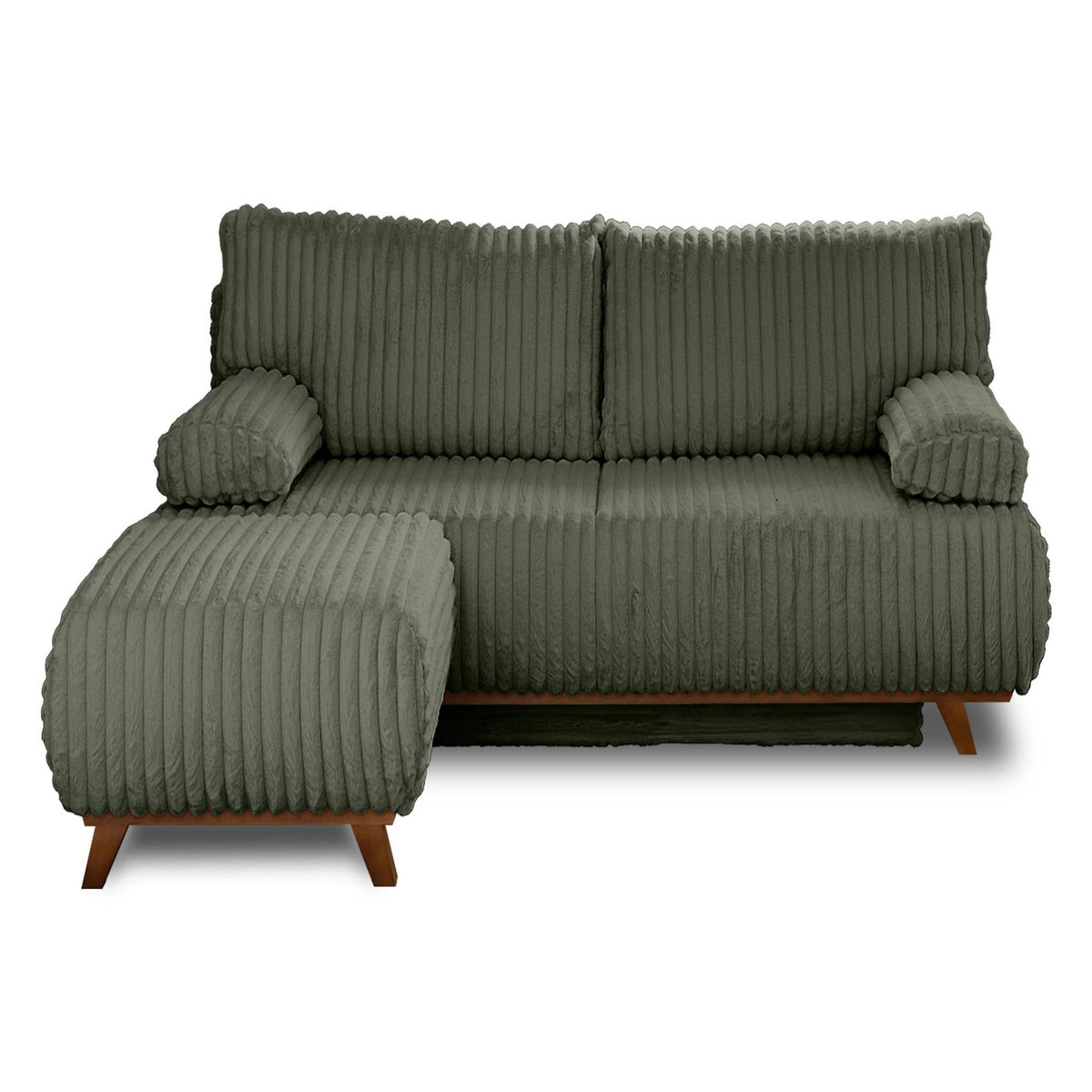 BEST MOBILIER Cristal - canapé 3 places - convertible avec coffre et pouf - en fausse fourrure côtelée