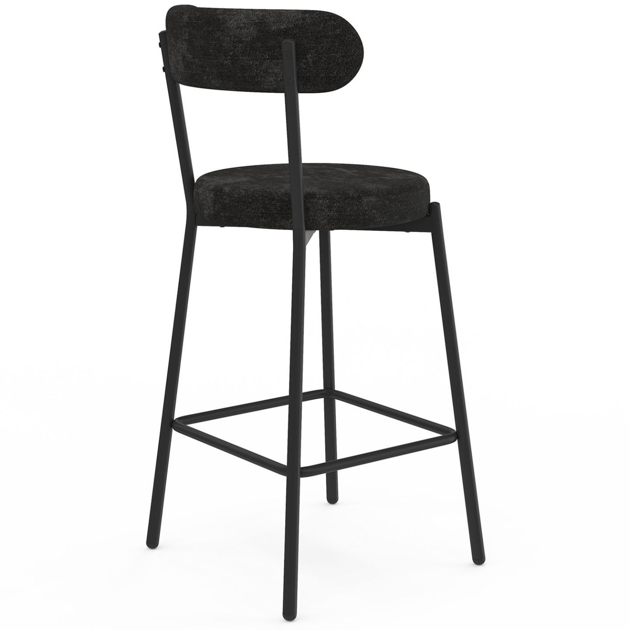 Voir la diapositive 4 : ID MARKET Lot de 4 tabourets de bar miki dossier incurvé en tissu chenille noir pieds en métal noir