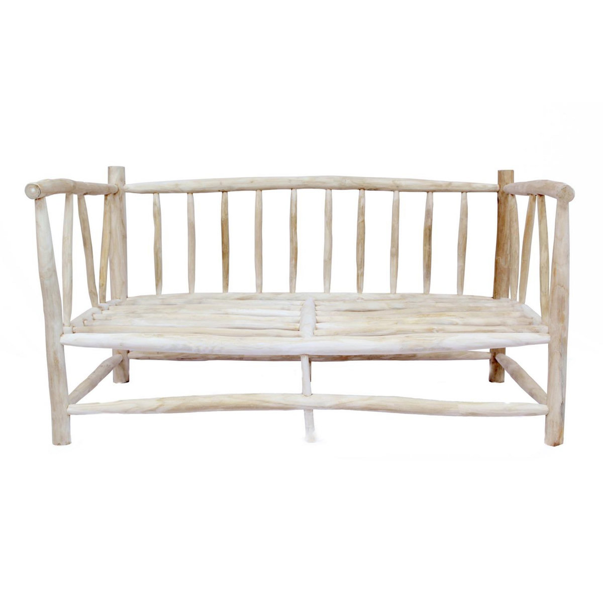 CONCEPT USINE Fauteuil 2 personnes en teck avec coussin gris MOA