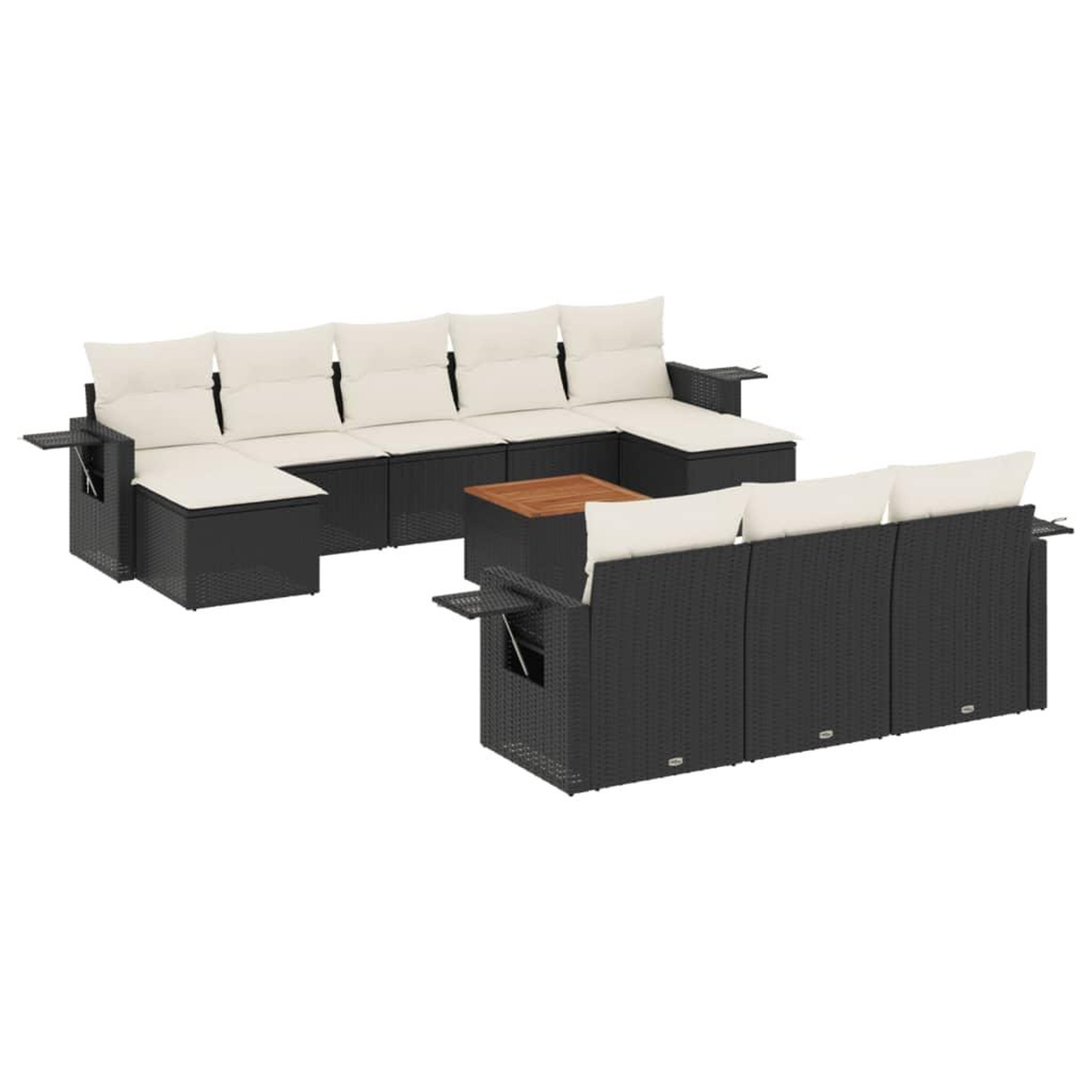Voir la diapositive 2 : VIDAXL Salon de jardin 11 pcs avec coussins noir resine tressee