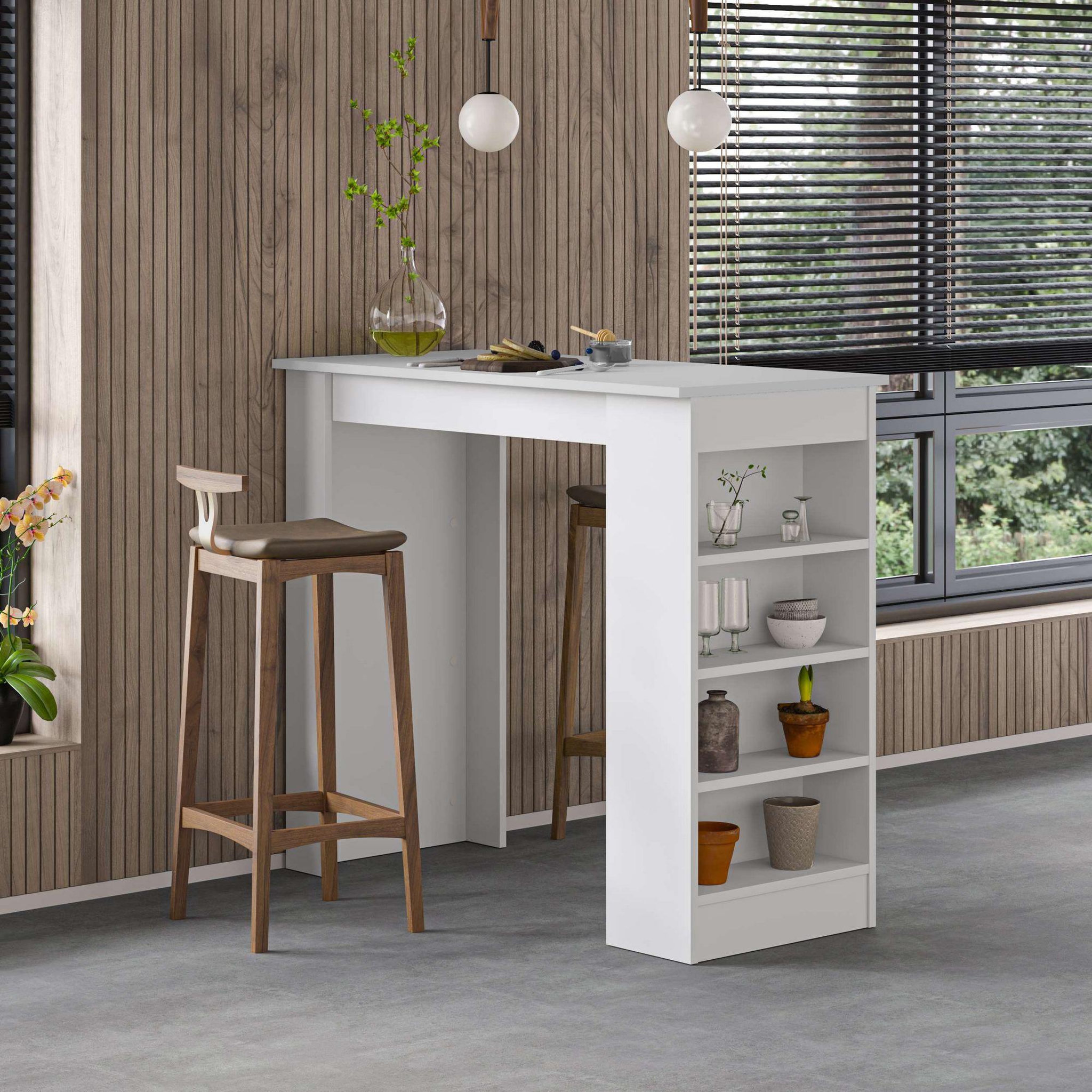 Voir la diapositive 2 : Habitat et Jardin Table de bar en bois  swallow  117 x 54 x 101,8 cm - blanc
