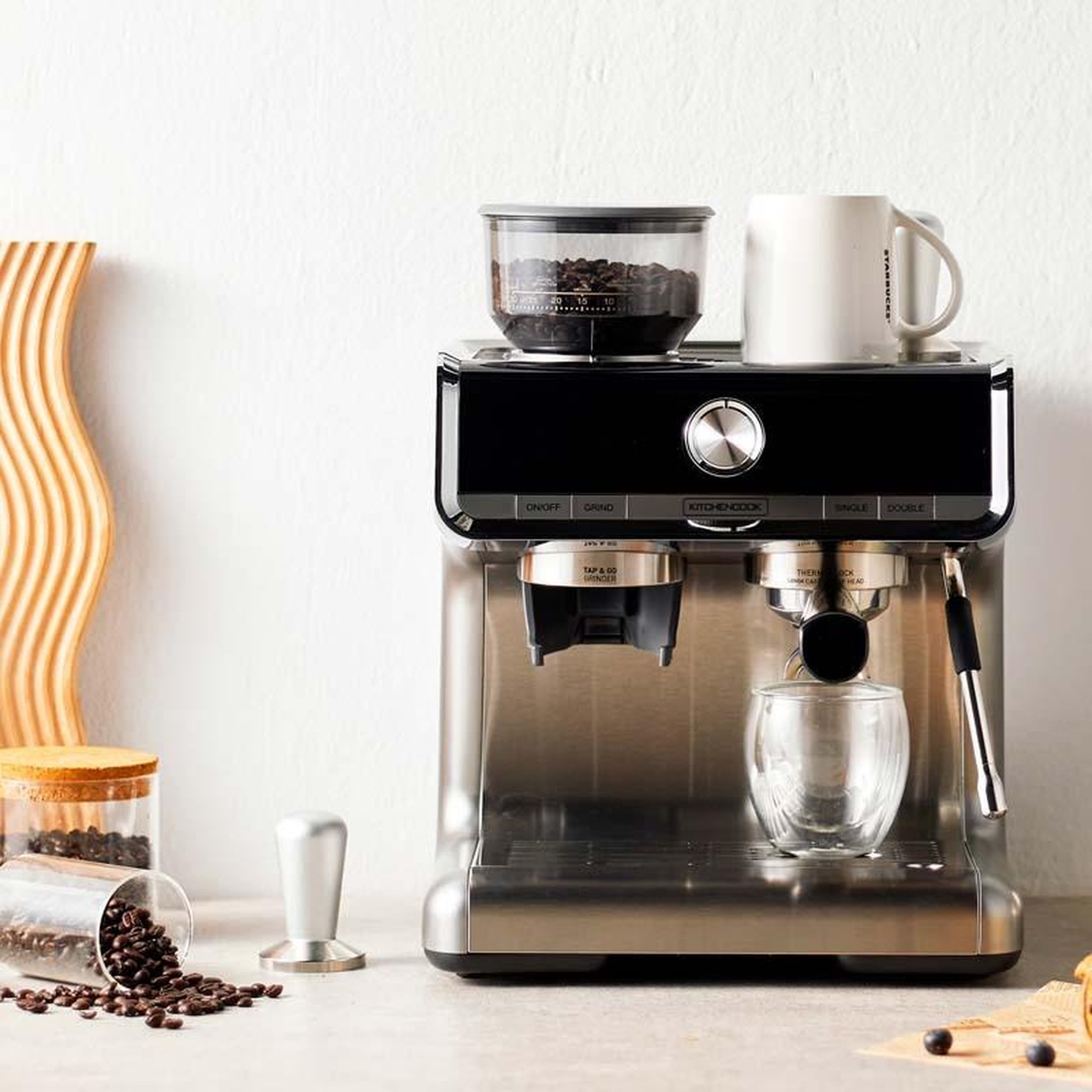 Voir la diapositive 6 : KITCHENCOOK Machine à expresso avec broyeur professionnel home bistro kitchencook