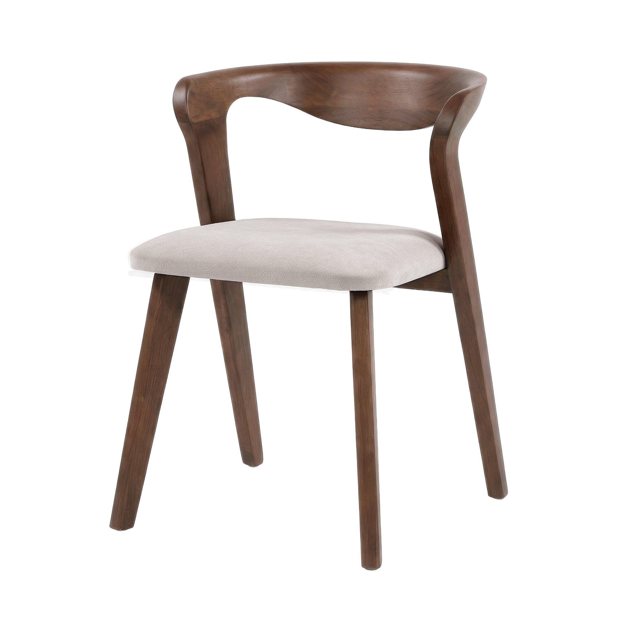 MAISON PAVANE Chaise en bois d'hévéa marron et tissu beige-vega