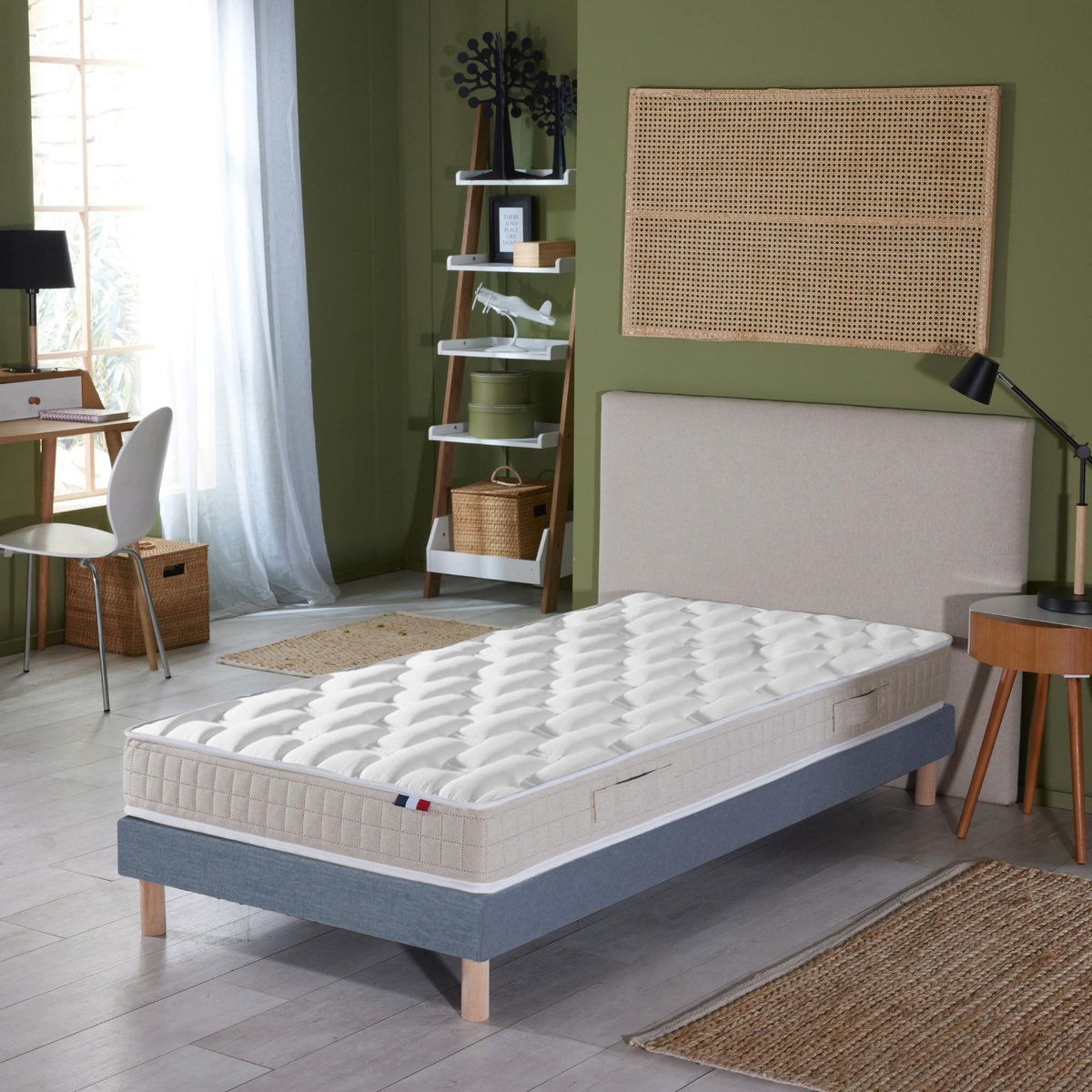 IDLITERIE Ensemble Matelas 100% latex 5 zones ORIGINEL + Sommier - Spécial Dos Sensible - Fabriqué en France