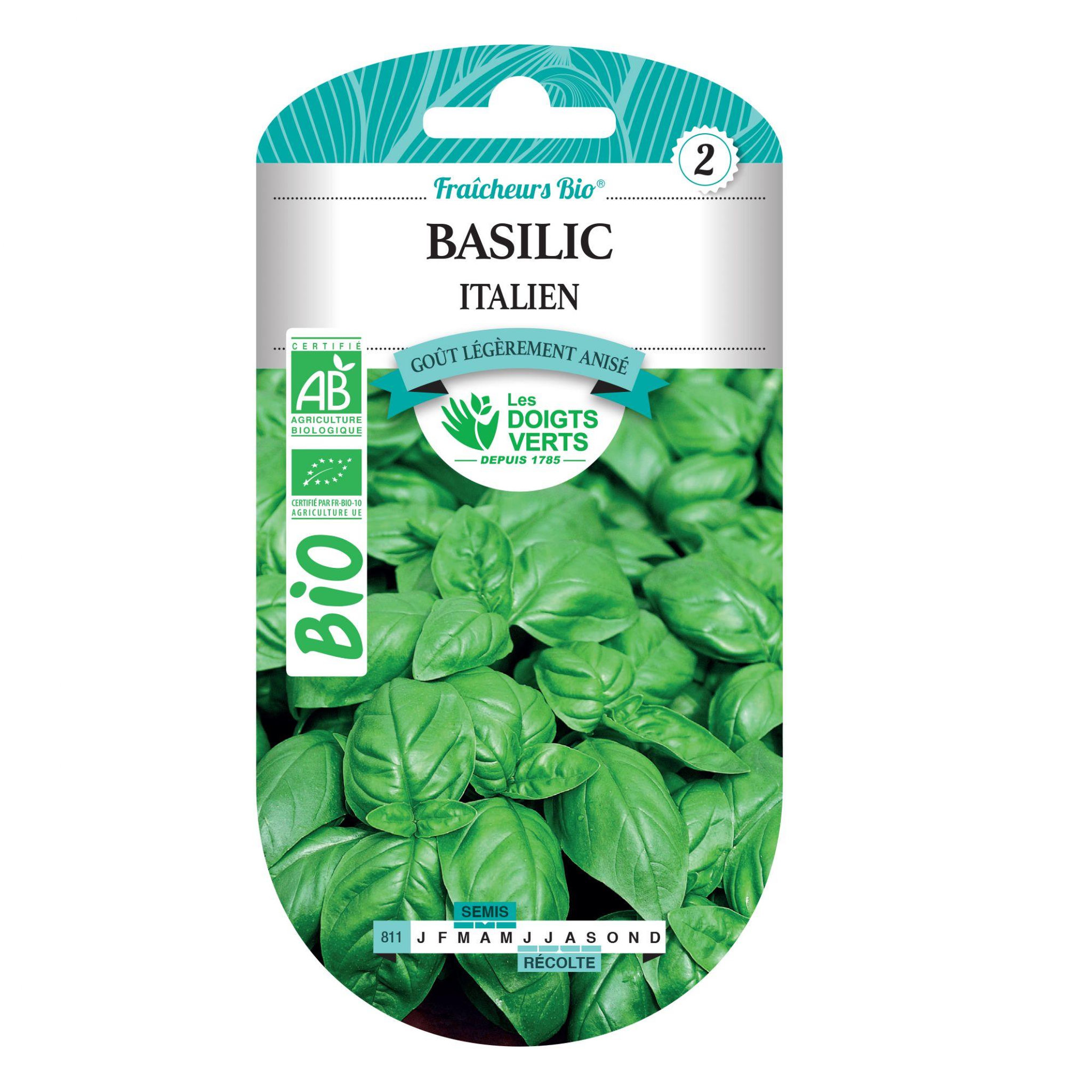Voir la diapositive 2 : LES DOIGTS VERTS Graines Basilic italien BIO Les Doigts Verts