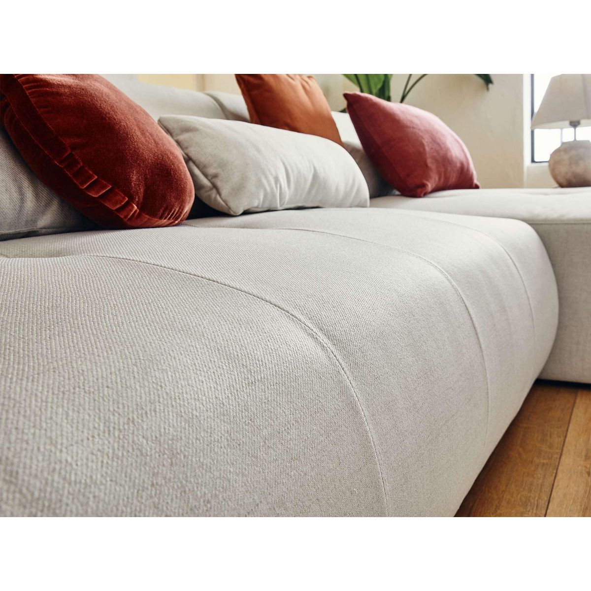 LISA DESIGN Onyx - canapé modulable panoramique d'angle gauche 7 places - en tissu