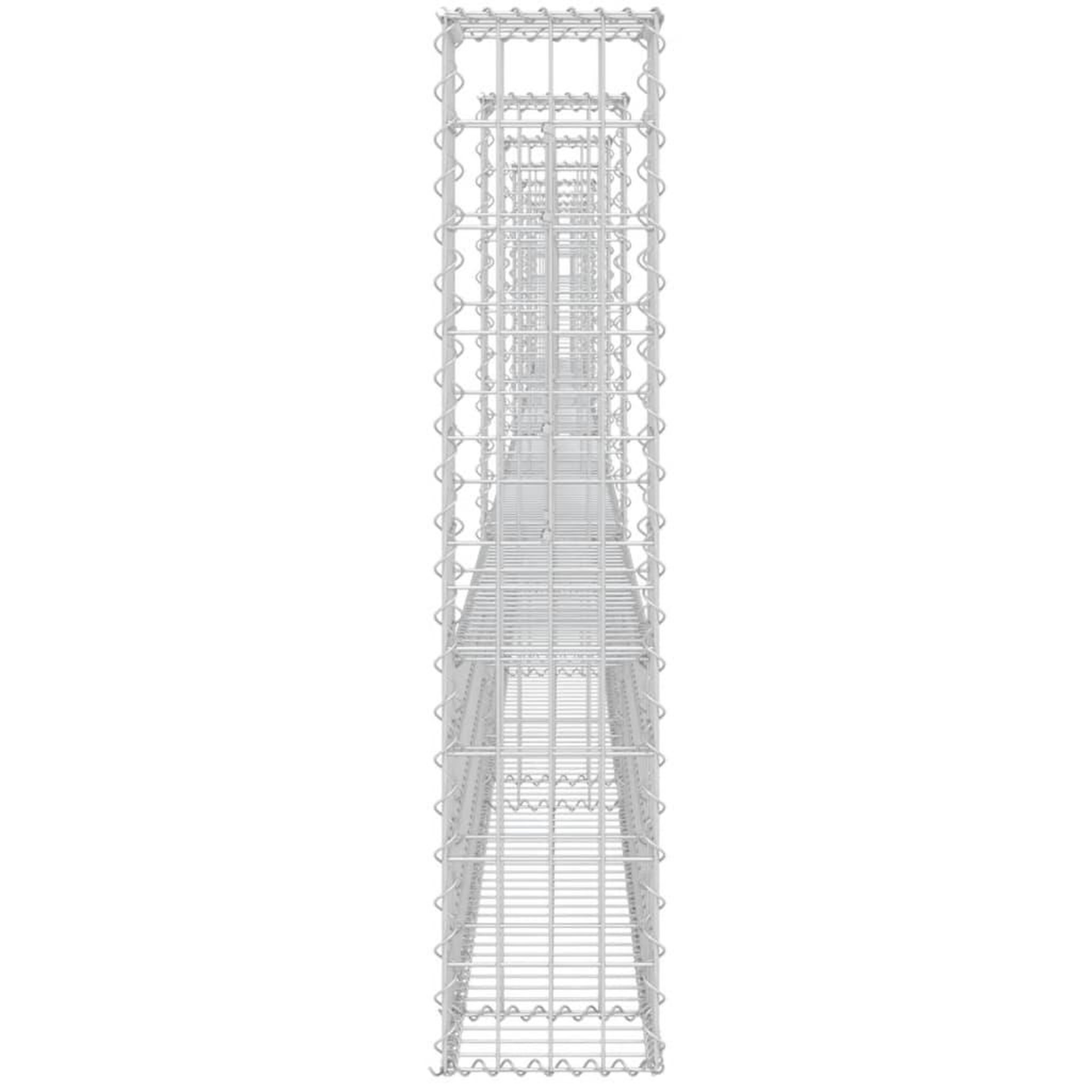 Voir la diapositive 4 : VIDAXL Panier de gabion en forme de U avec 8 poteaux Fer 860x20x100 cm