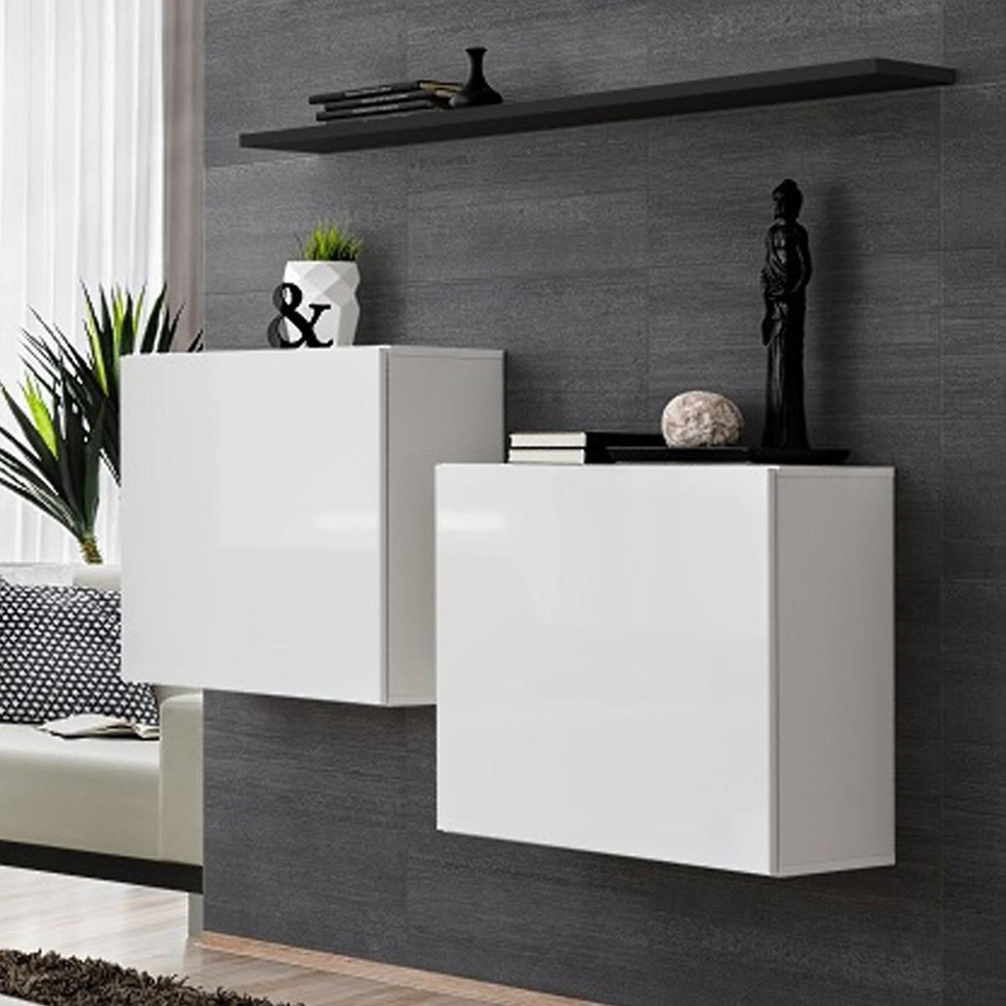 Paris Prix Lot de 2 blocs & étagère  switch sbi  130cm blanc & noir