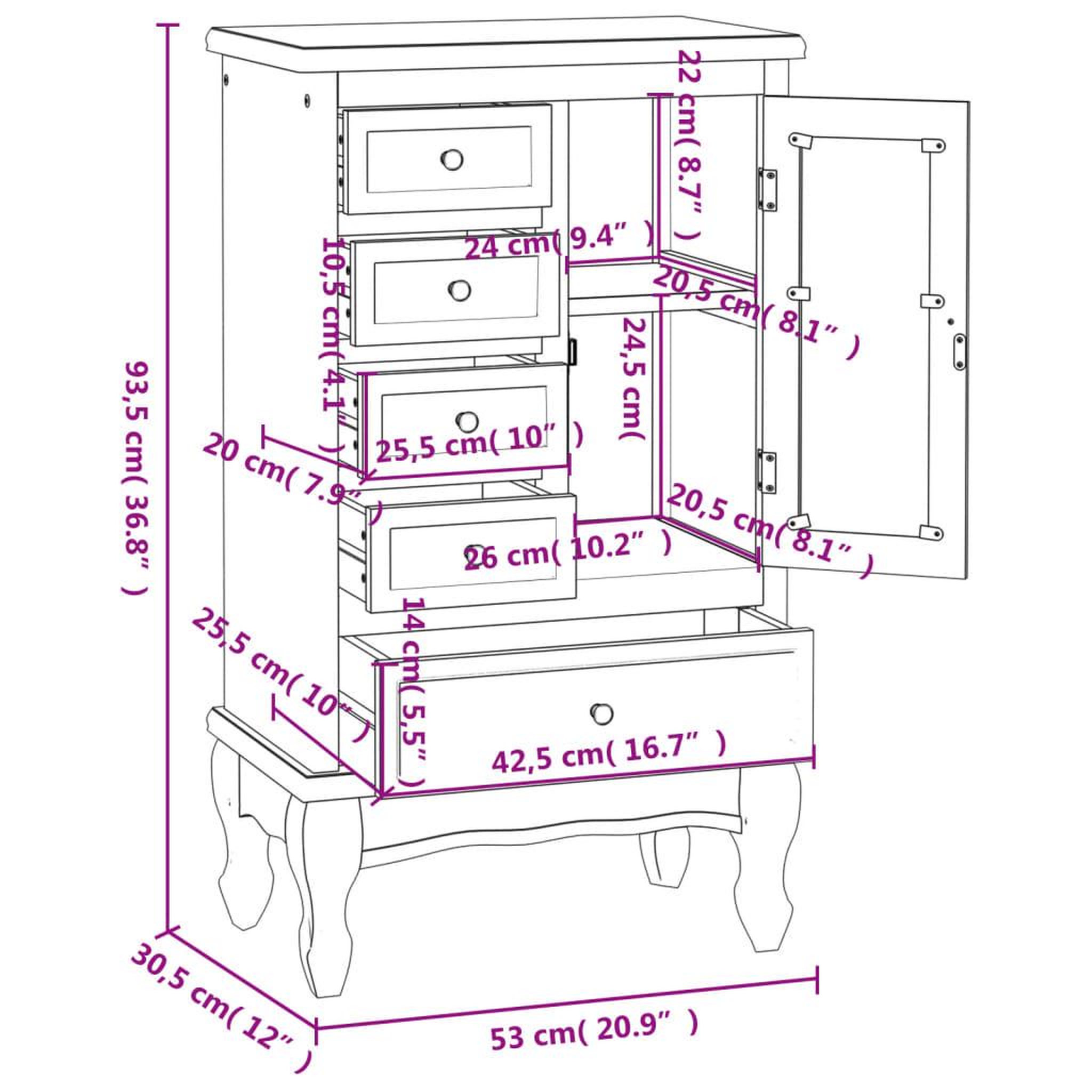 Voir la diapositive 6 : VIDAXL Armoire avec 5 tiroirs et 2 etageres blanc