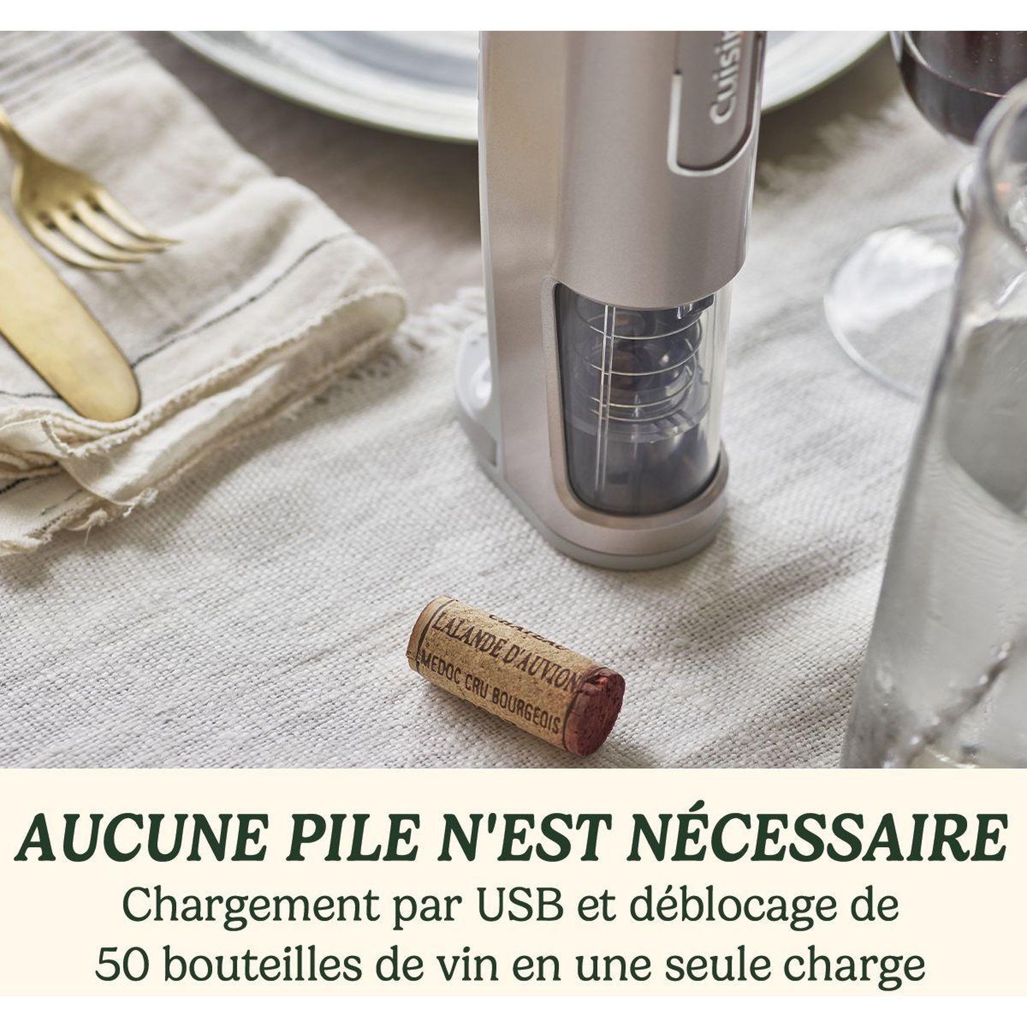 Voir la diapositive 3 : Cuisinart Tire bouchon électrique RWO100E Sans Fil Argent