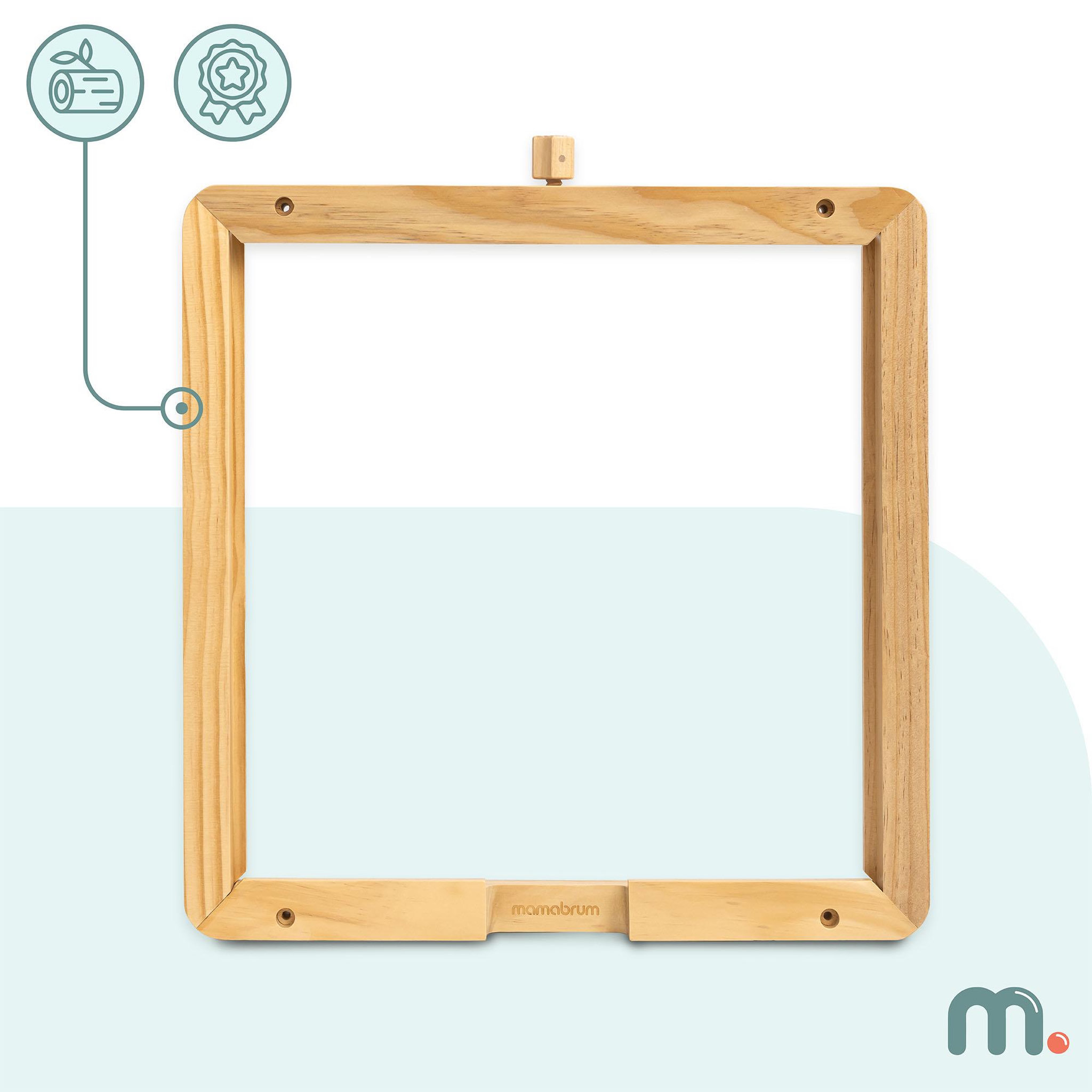 Voir la diapositive 2 : MAMABRUM Cadre Mural Bois Mamabrum Fixation Tableau Educatif 52x55 cm Pin Naturel 18M+
