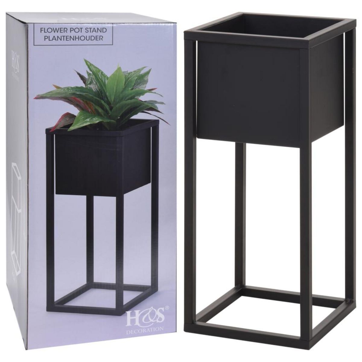 H&S Collection H&S Collection Pot de fleurs sur pied Metal Noir 50 cm