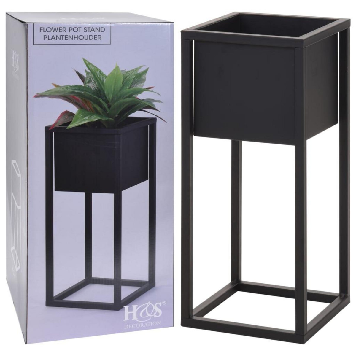 H&S Collection H&S Collection Pot de fleurs sur pied Metal Noir 50 cm