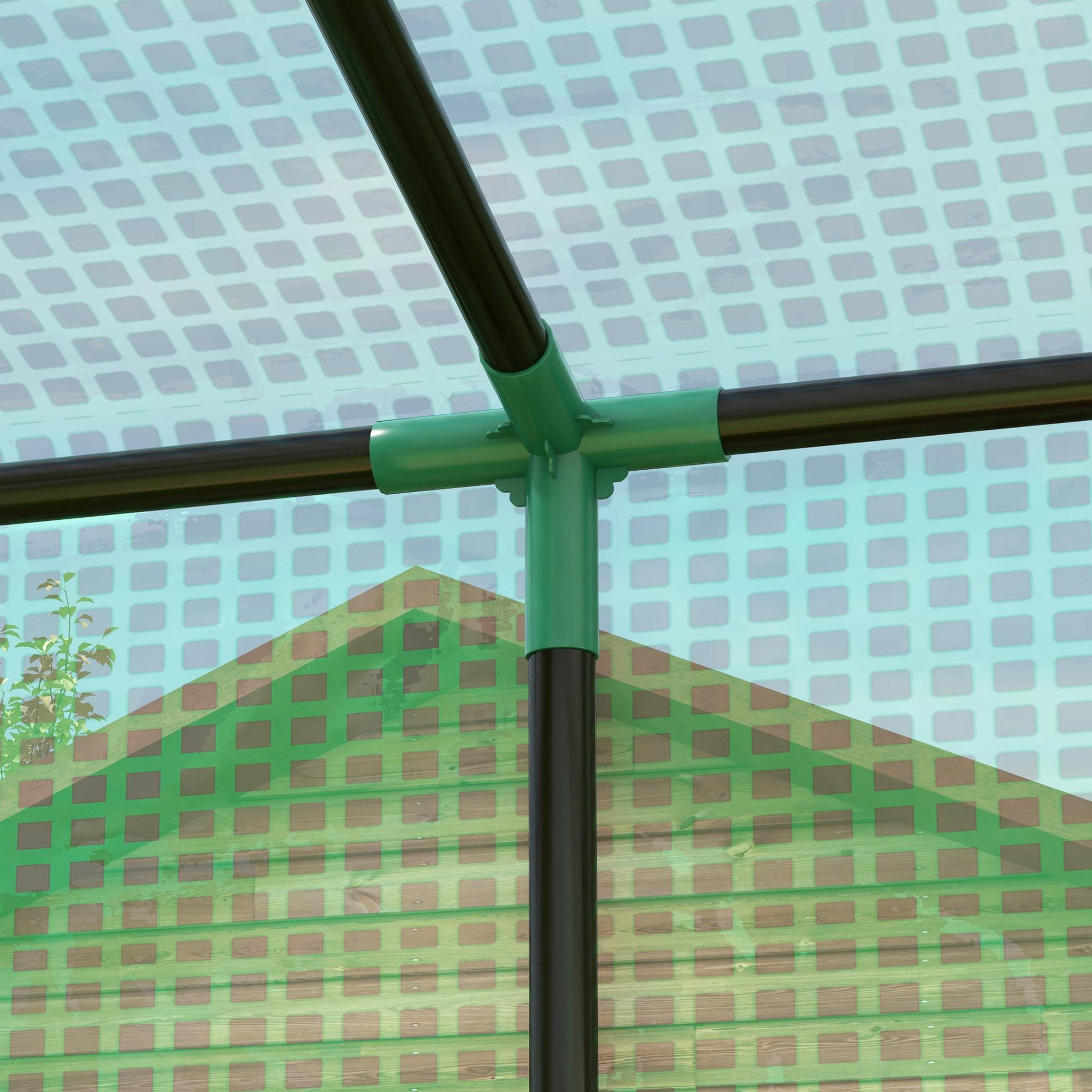 Voir la diapositive 4 : OUTSUNNY Serre de jardin murale serre adossée porte 2 fenêtres