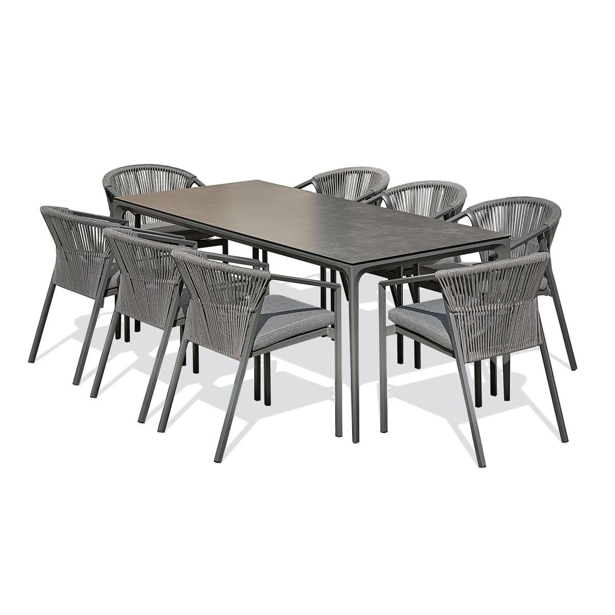 Voir la diapositive 2 : Paris Prix Ensemble table de jardin & 8 fauteuils  tigua & gambi  200cm anthracite