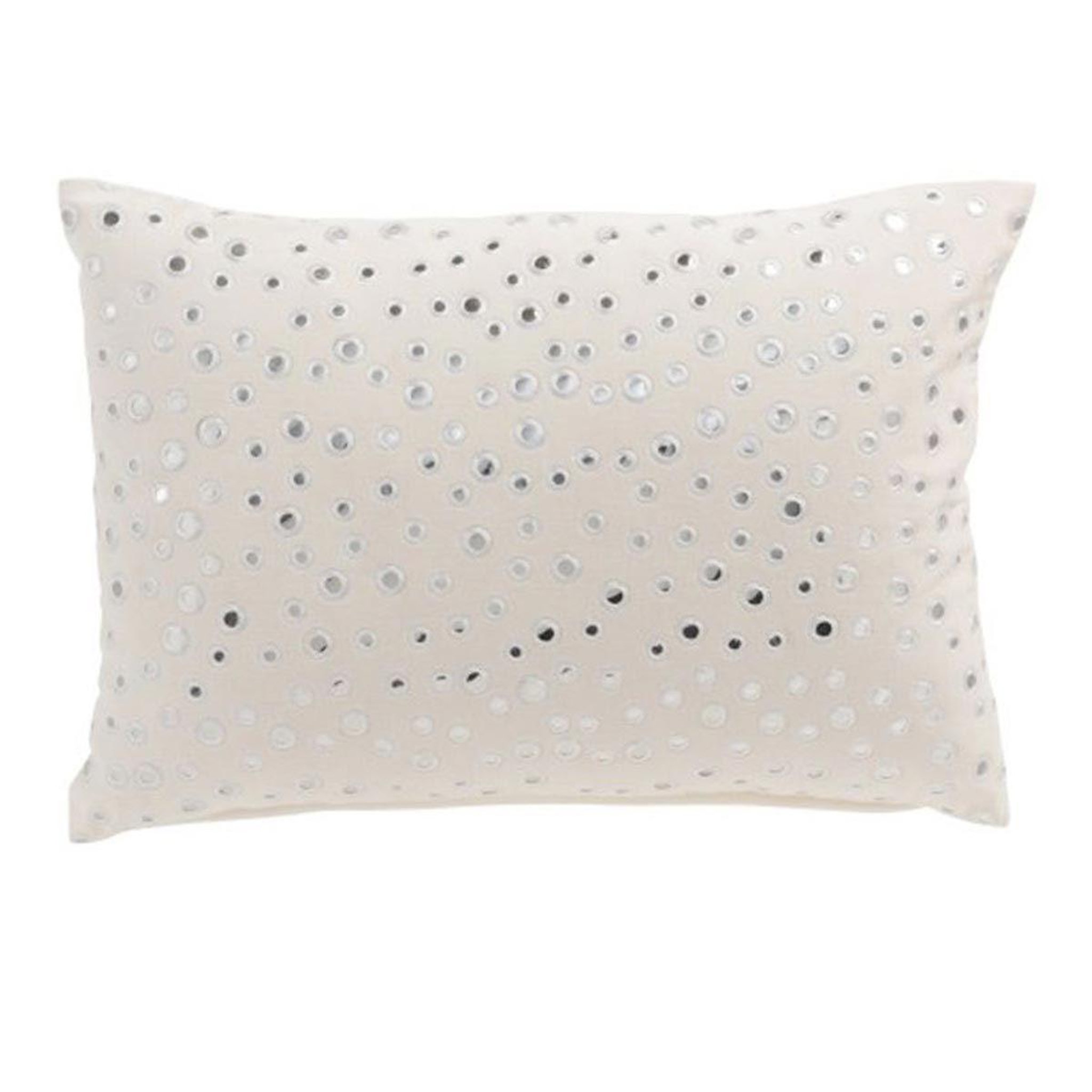 Voir la diapositive 1 : J-LINE Coussin rectangulaire  miroir velours  32x52cm blanc