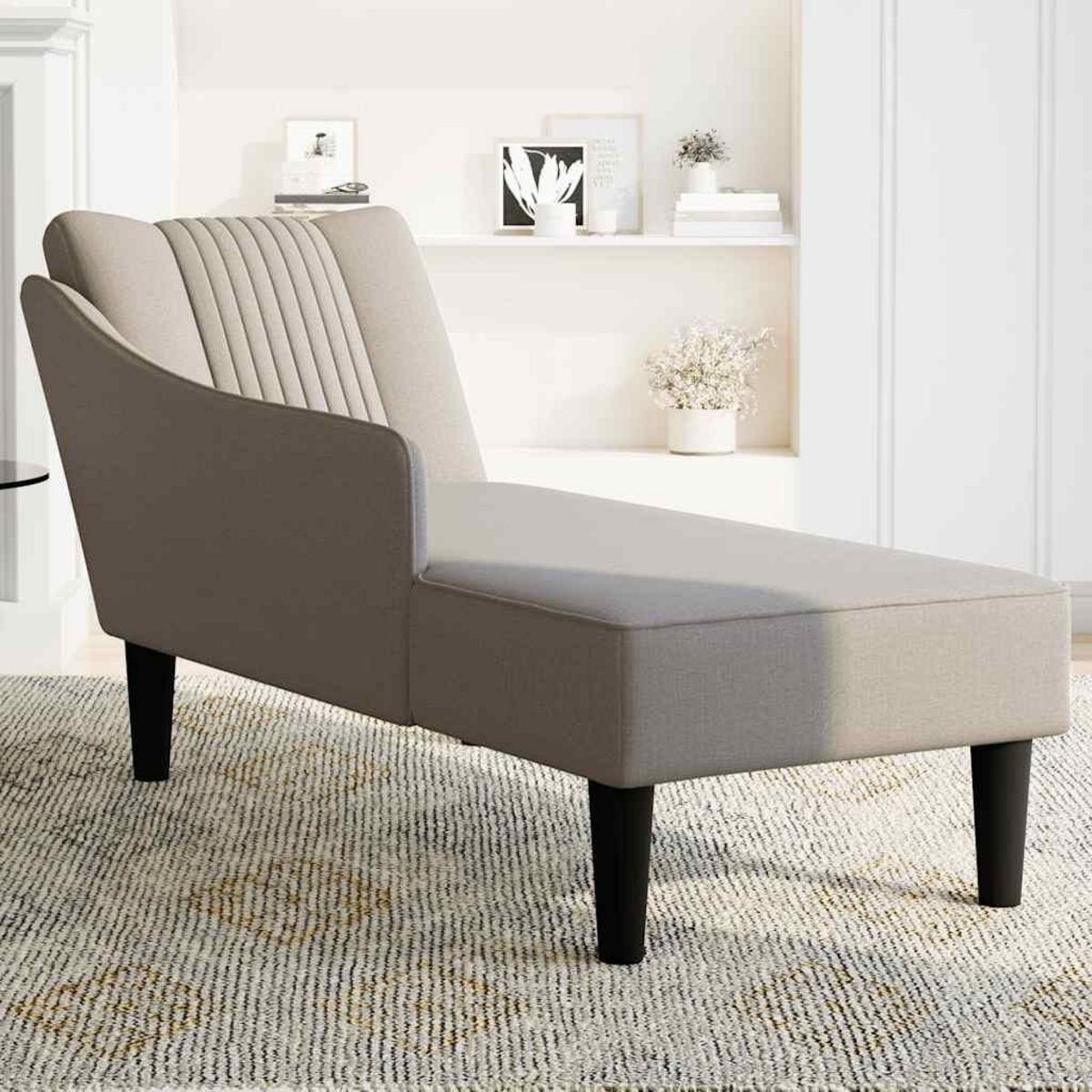 VIDAXL Fauteuil long avec accoudoir droit taupe tissu