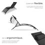 Voir la diapositive 3 : tectake Lot de 2 transats de jardin en acier avec assise en textilène noir