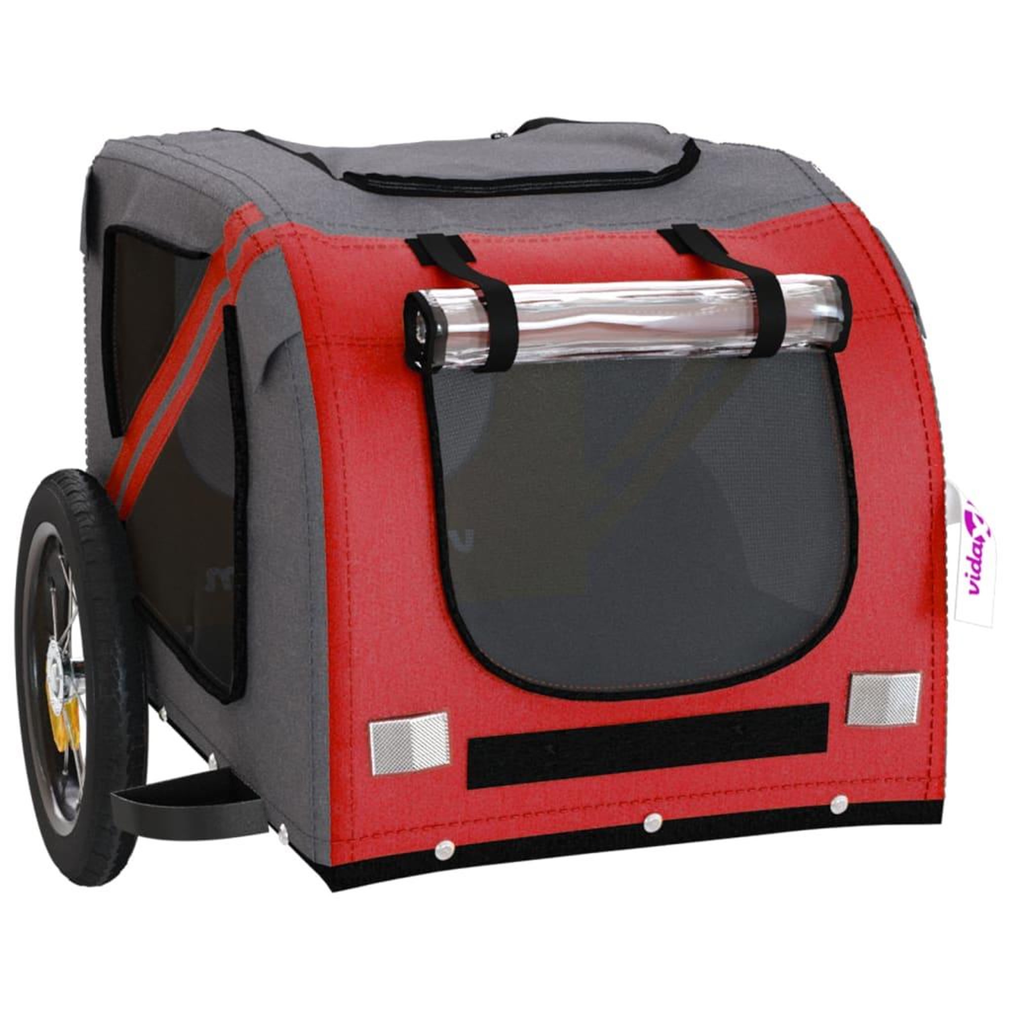 Voir la diapositive 5 : VIDAXL Remorque de velo pour animaux de compagnie rouge et gris