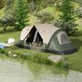 Voir la diapositive 2 : OUTSUNNY Tente de camping familiale 6-8 pers. double toit étanche 2 000 mm moustiquaire sac de tranport vert