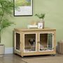 Voir la diapositive 2 : PAWHUT Cage pour chien sur pied - 2 portes verrouillables, coussin déhoussable inclus - acier filaire noir panneaux aspect bois clair