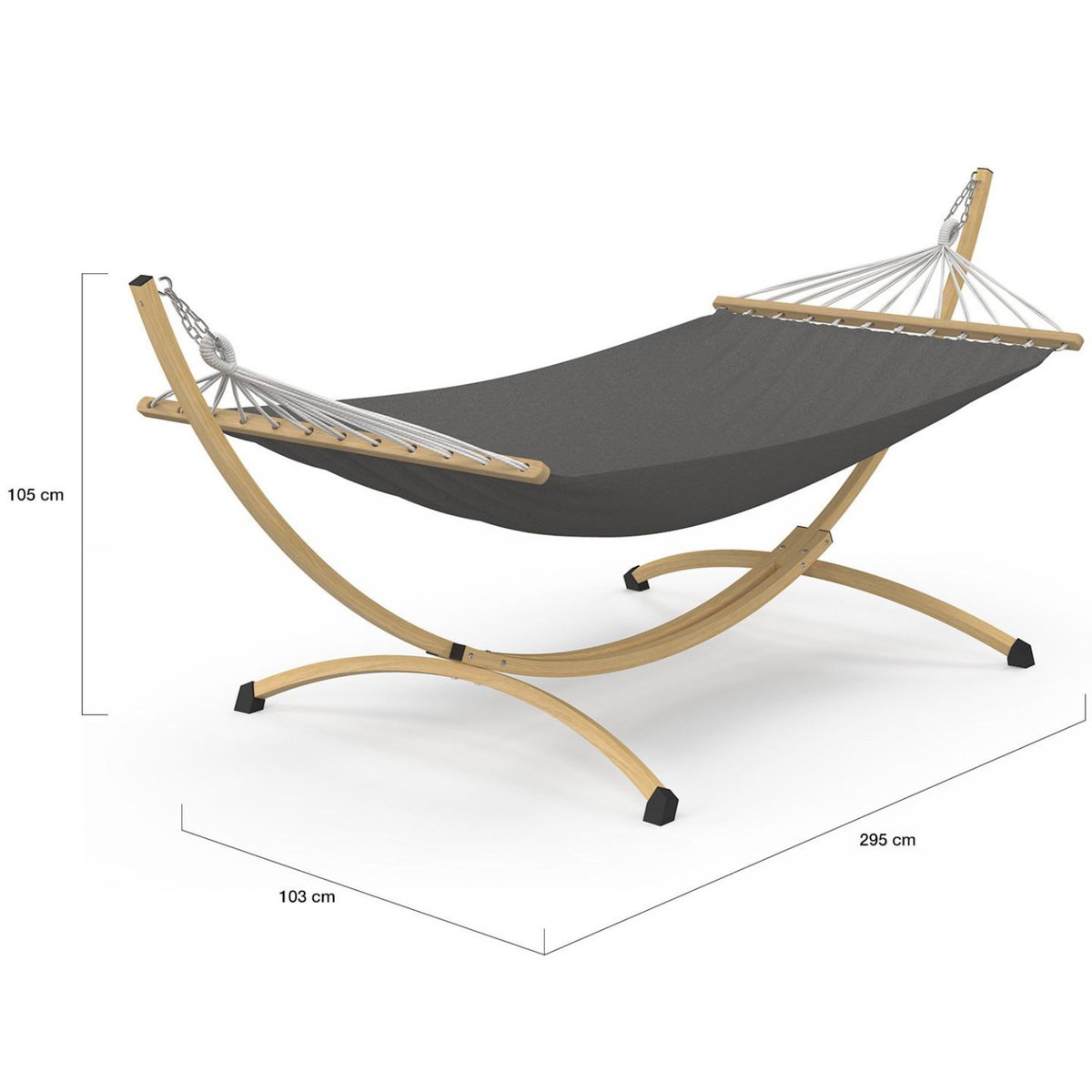 ID MARKET Hamac XL avec support métal effet bois et toile grise