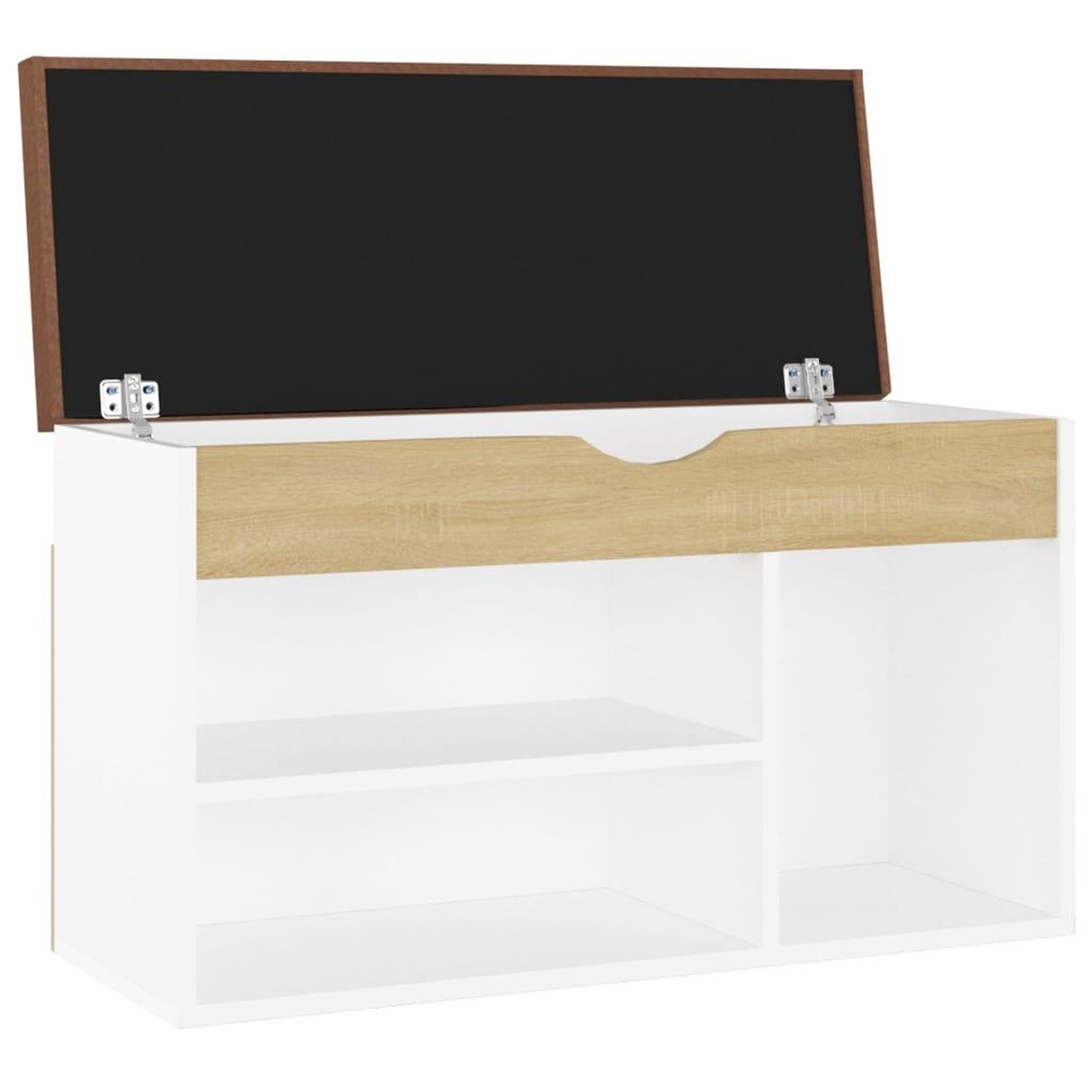 Voir la diapositive 4 : VIDAXL Banc a chaussures et coussin Blanc chene sonoma Bois ingenierie