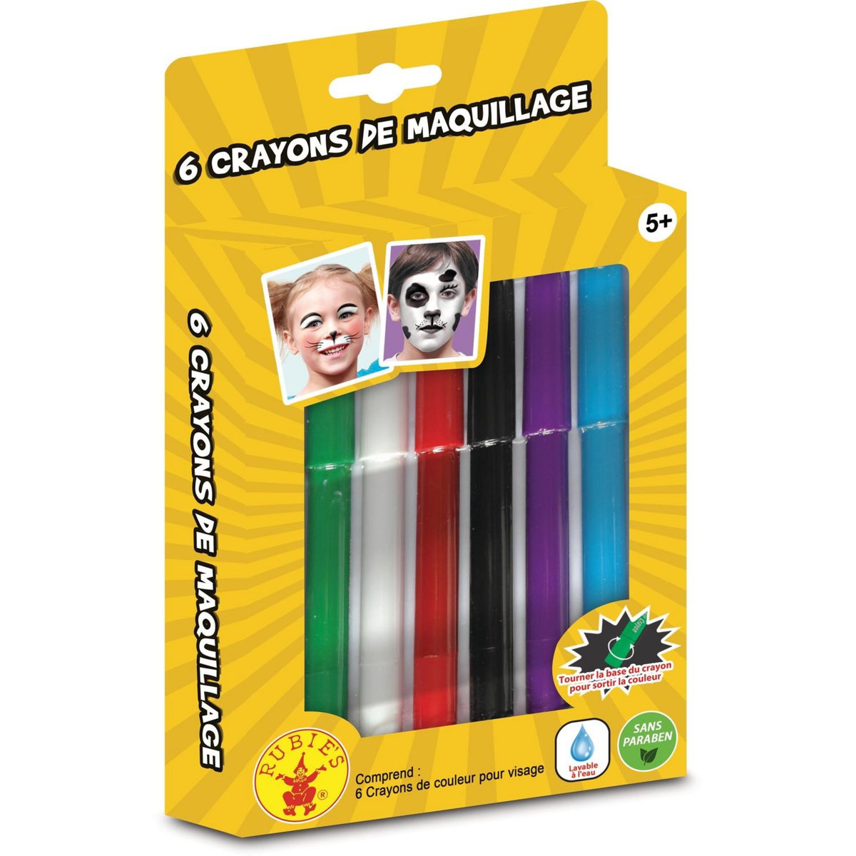 RUBIES Pack de 6 crayons maquillage à eau 