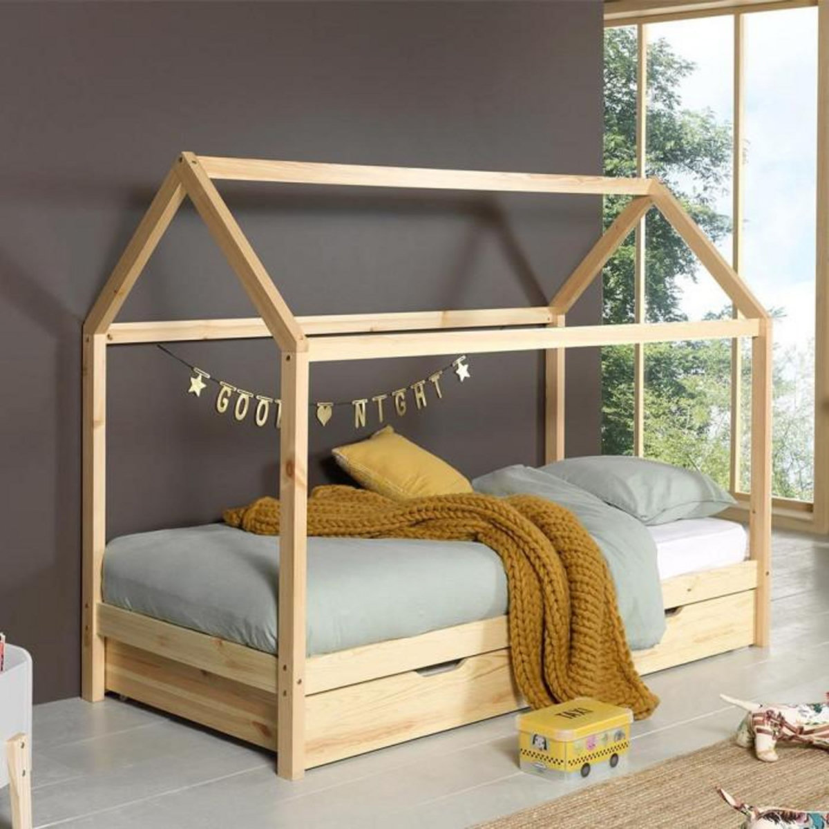 Paris Prix Lit Enfant Cabane & Tiroir  Dallas  90x200cm Naturel