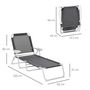 Voir la diapositive 3 : OUTSUNNY Bain de soleil pliable - transat inclinable 4 positions - chaise longue grand confort avec accoudoirs - métal époxy textilène - dim. 160L x 66l x 80H cm - gris foncé