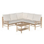 Voir la diapositive 1 : Rendez vous déco Salon de jardin blanc en bambou avec canapé d'angle et table basse-Vadella