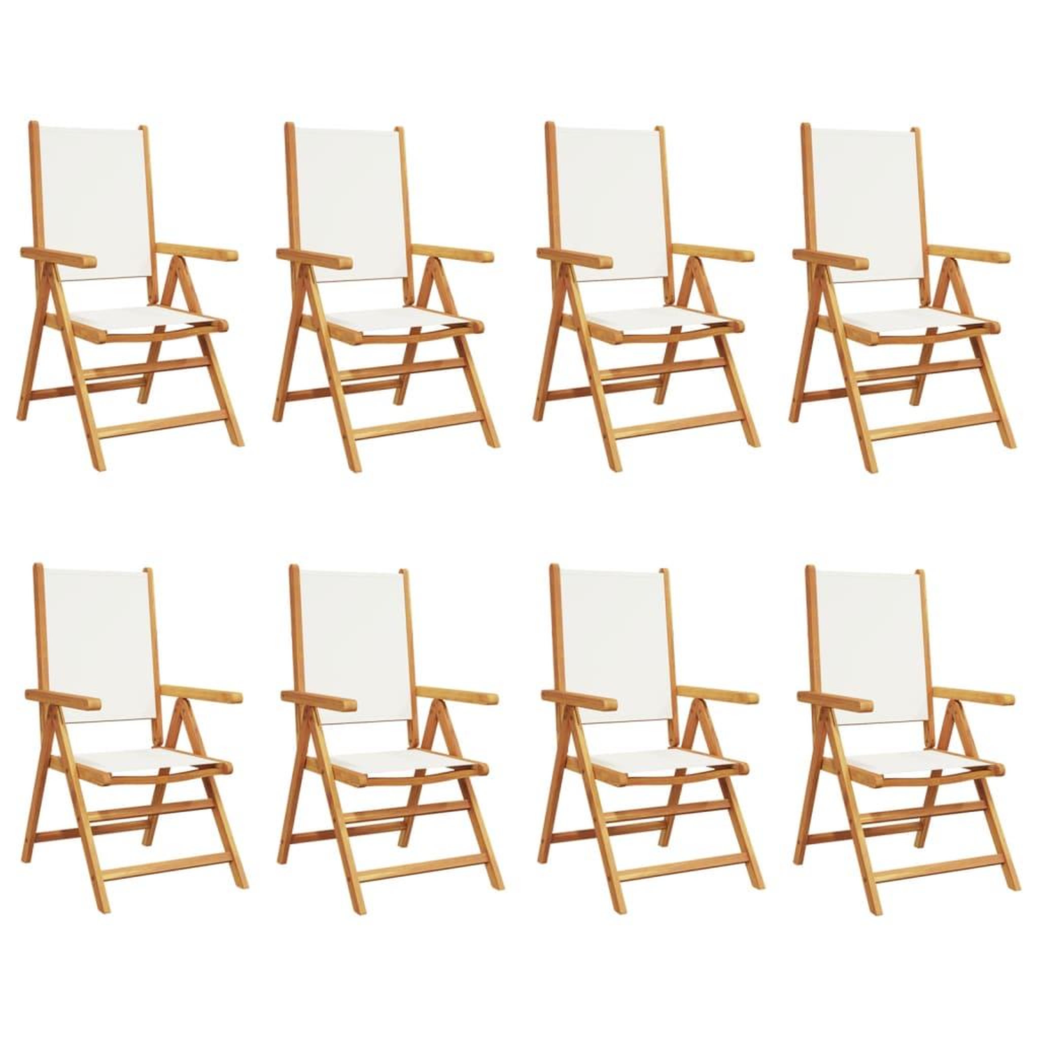 Voir la diapositive 2 : VIDAXL Chaises inclinables de jardin lot de 8 tissu et bois massif