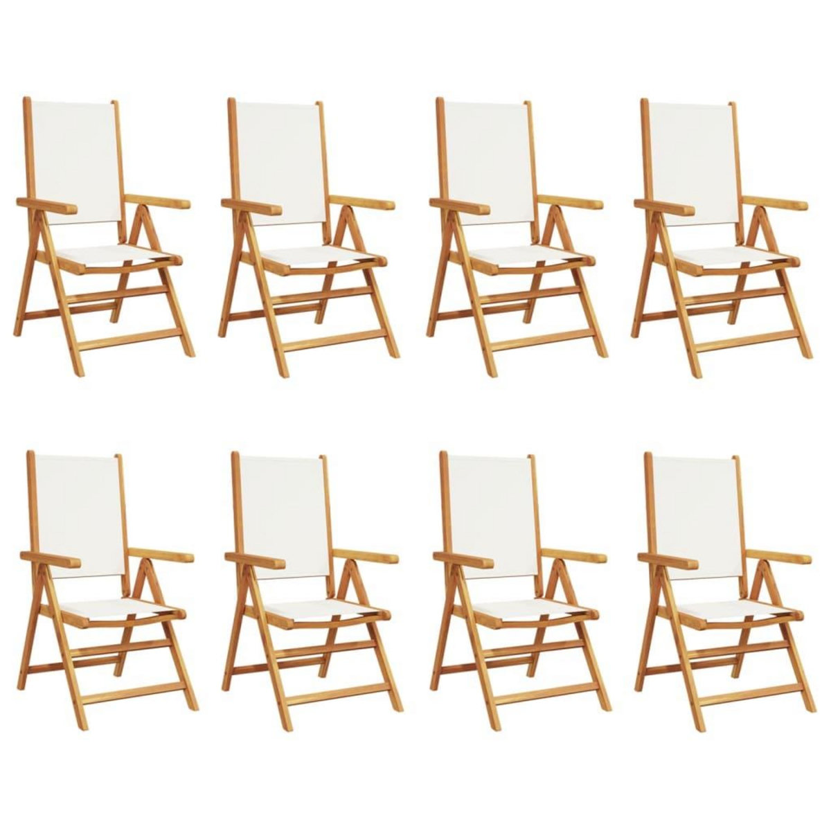 VIDAXL Chaises inclinables de jardin lot de 8 tissu et bois massif