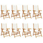 Voir la diapositive 2 : VIDAXL Chaises inclinables de jardin lot de 8 tissu et bois massif