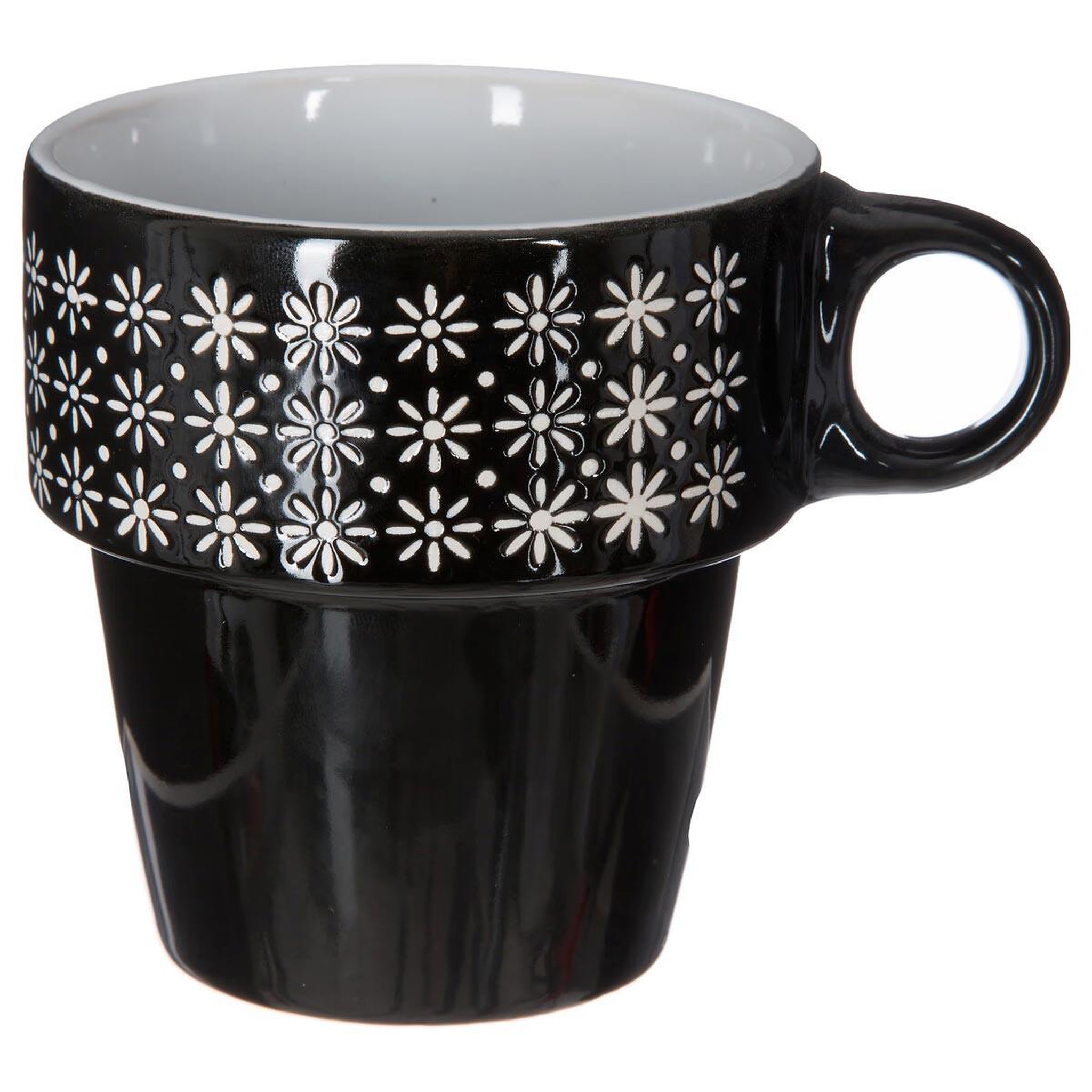 Voir la diapositive 6 : SECRET DE GOURMET Lot de 6 mugs sur rack  ethnik  26cl noir & blanc
