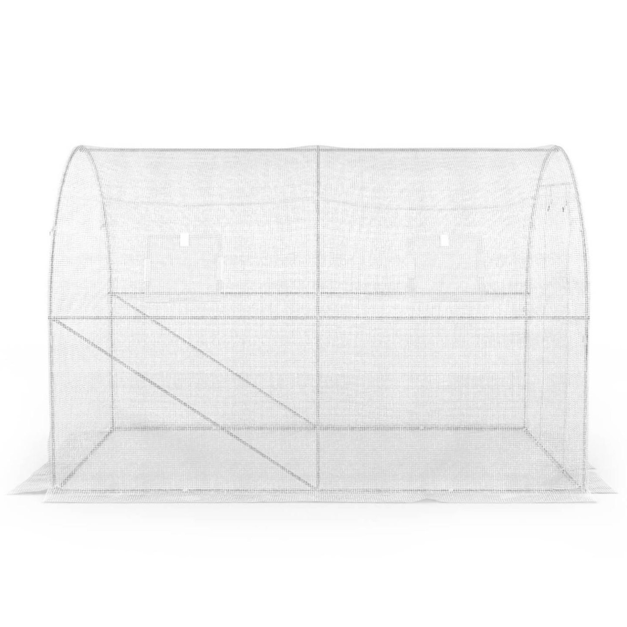 Voir la diapositive 5 : ID MARKET Serre de jardin tunnel 6m² 3 x 2 x 2 m acier galvanisé + bâche anti-UV avec porte et fenêtres ROMA blanche
