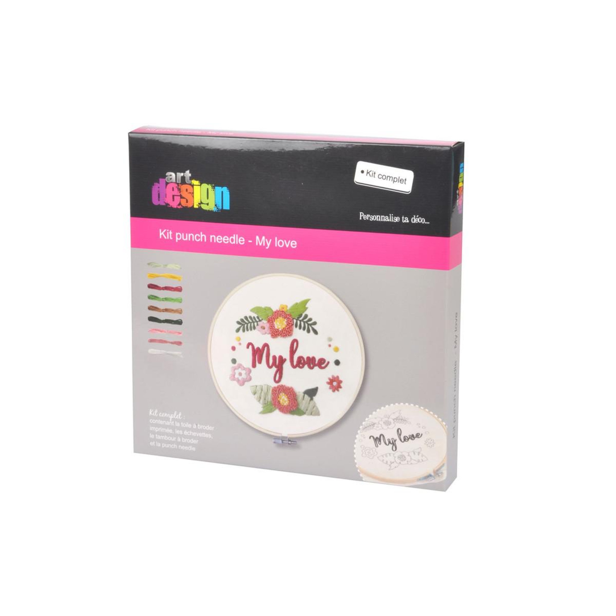 Voir la diapositive 3 : HOMEA Kit Complet Punch Needle  My Love  21cm Blanc