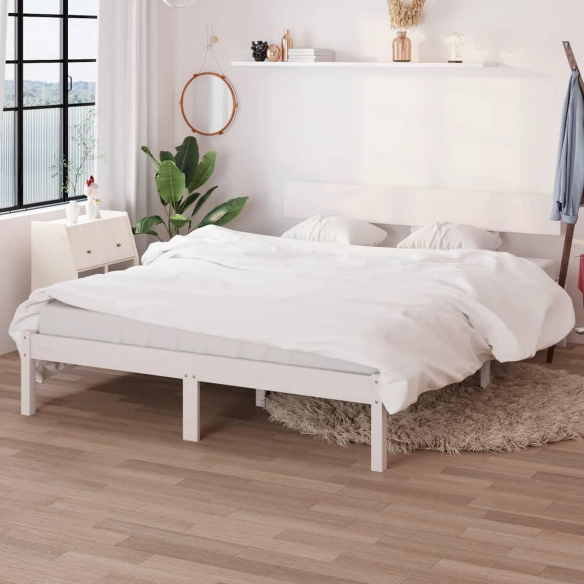 VIDAXL Cadre de lit sans matelas blanc bois massif 160x200 cm