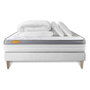 Voir la diapositive 2 : SEPTNUITS Pack matelas + sommier kit blanc Memo Zen Mousse à mémoire de forme MAXI épaisseur + Couette + 2 oreillers