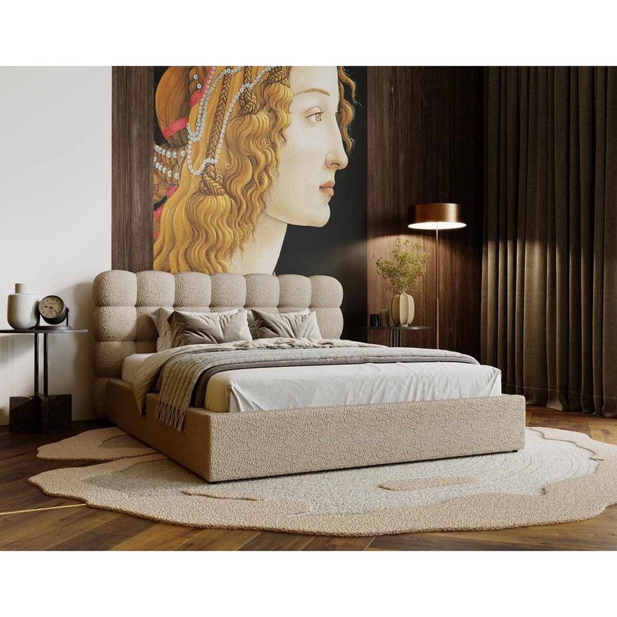 BEST MOBILIER Lotus - lit coffre - 180x200 cm - sommier inclus - en tissu bouclette